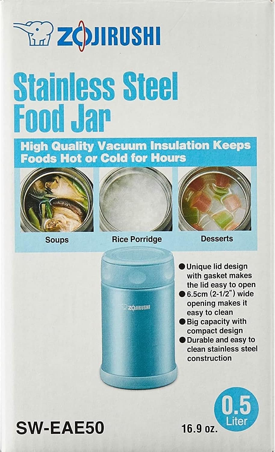 CONTENEDOR DE ALIMENTOS ZOJIRUSHI ACERO INOXIDABLE 17 ONZAS AZUL AGUA - 5