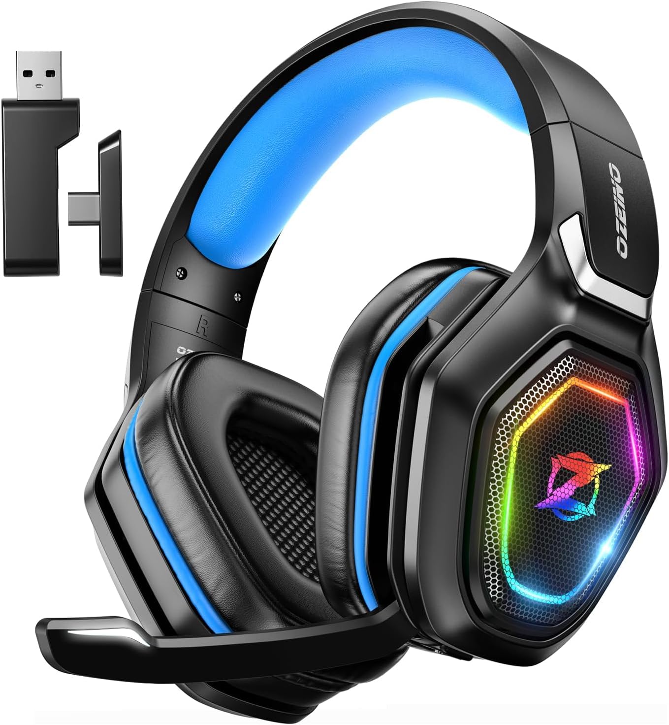 HEADSET GAMING OZEINO 2.4GHZ WIRELESS CON MICRÓFONO FLIP PARA PS5, PS4, PC - 1
