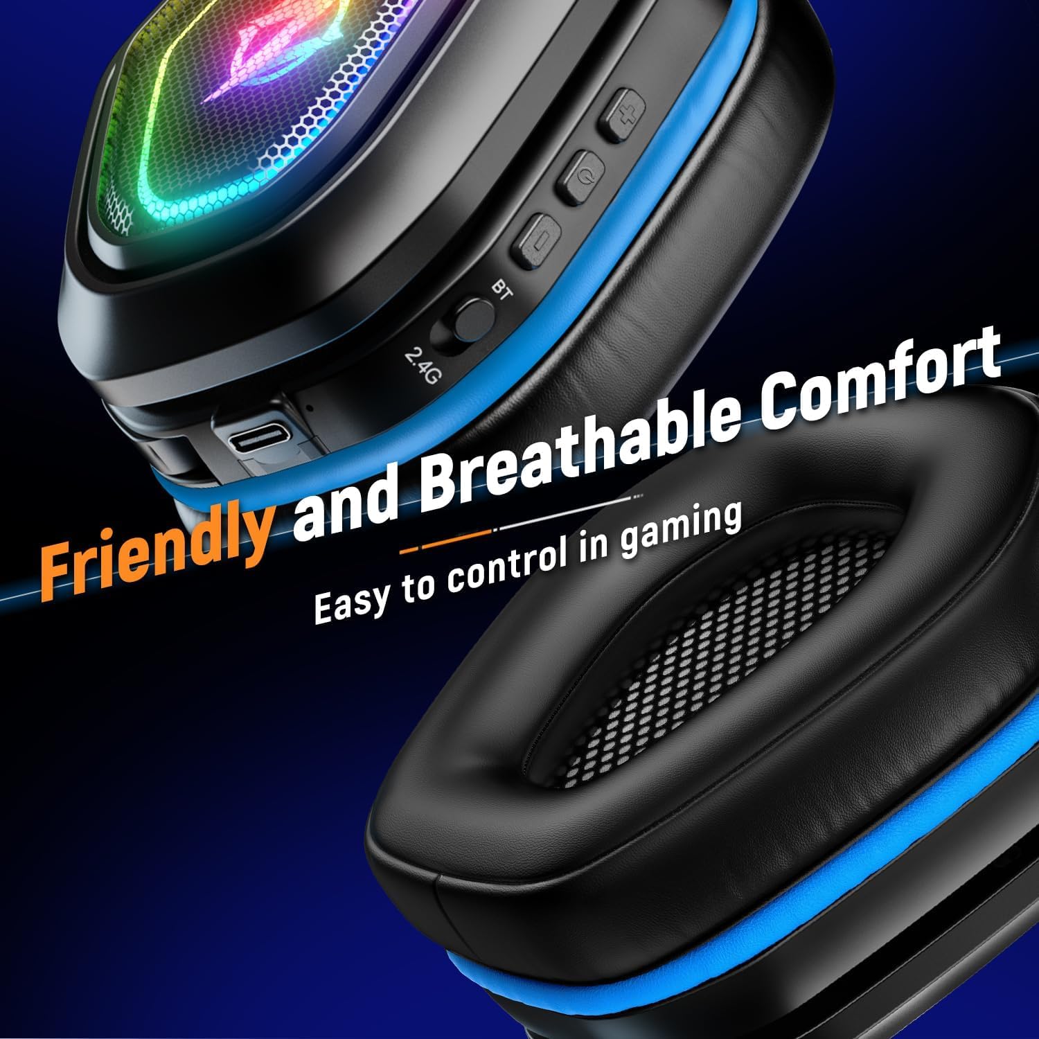 HEADSET GAMING OZEINO 2.4GHZ WIRELESS CON MICRÓFONO FLIP PARA PS5, PS4, PC - 4
