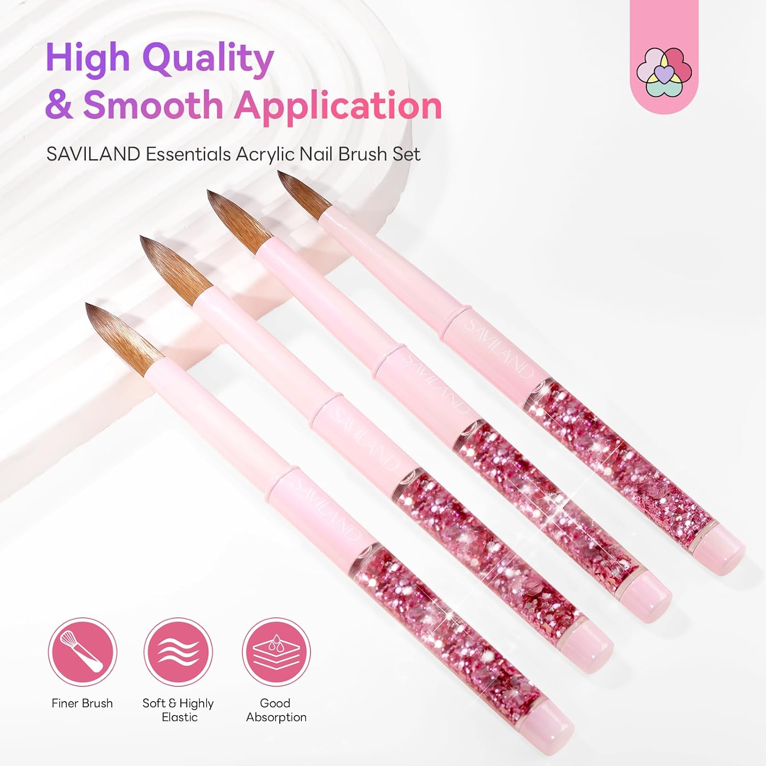 SET DE BROCHAS SAVILAND KOLINSKY PARA UÑAS ACRÍLICAS TALLAS 6, 10, 12, 14 DEGRADADO PERLA - 4