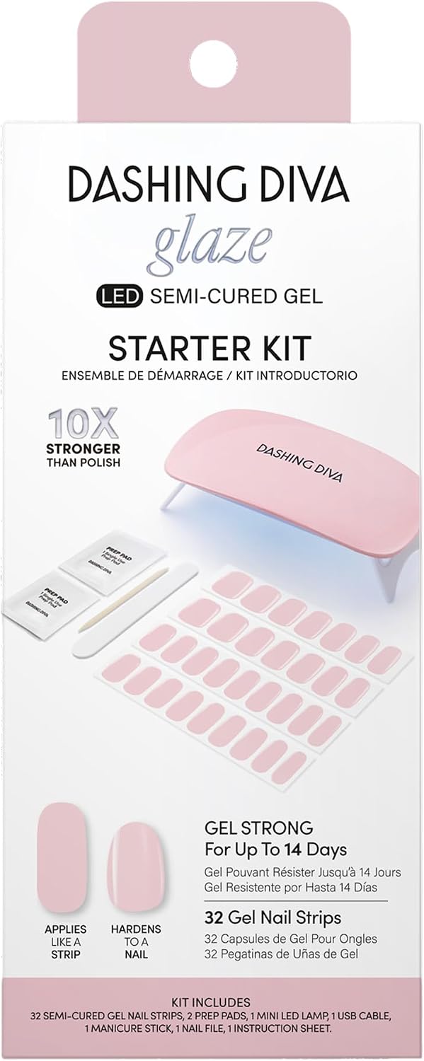 KIT DE MANICURA DASHING DIVA GLAZE PALE BLUSH CON LÁMPARA LED - 1