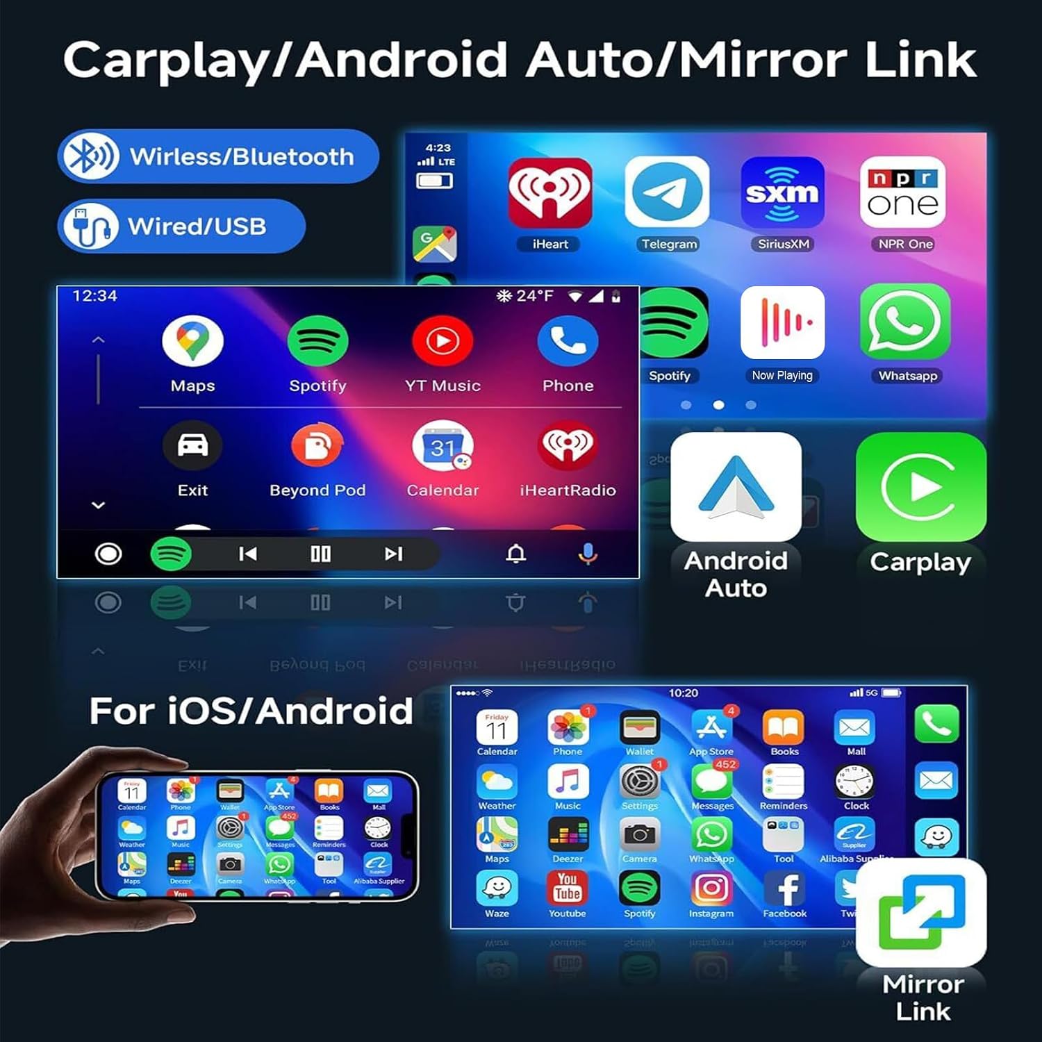 AUTOESTEREO PHEZEN 7 PULGADAS TOUCHSCREEN ANDROID 13 PARA FORD E250 E350 2009-2014 CON CARPLAY Y ANDROID AUTO - 3