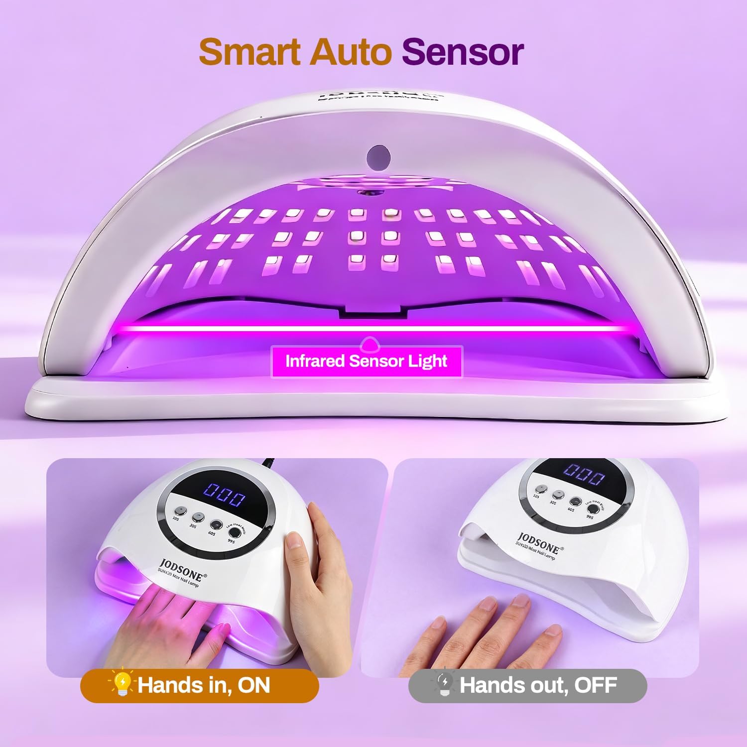 LÁMPARA LED UV PARA UÑAS JODSONE 320W CON 72 LUCES Y SENSOR AUTOMÁTICO - 4