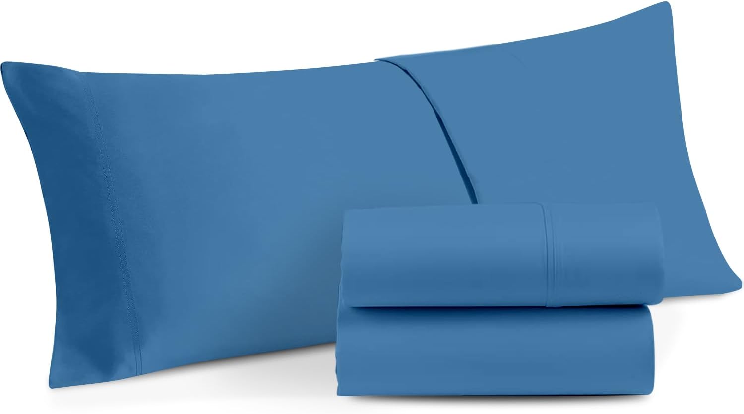 SET DE 2 FUNDAS DE ALMOHADA ALGODÓN EGIPCIO 500 HILOS AZUL MEDITERRÁNEO 13X18 PULGADAS - 1