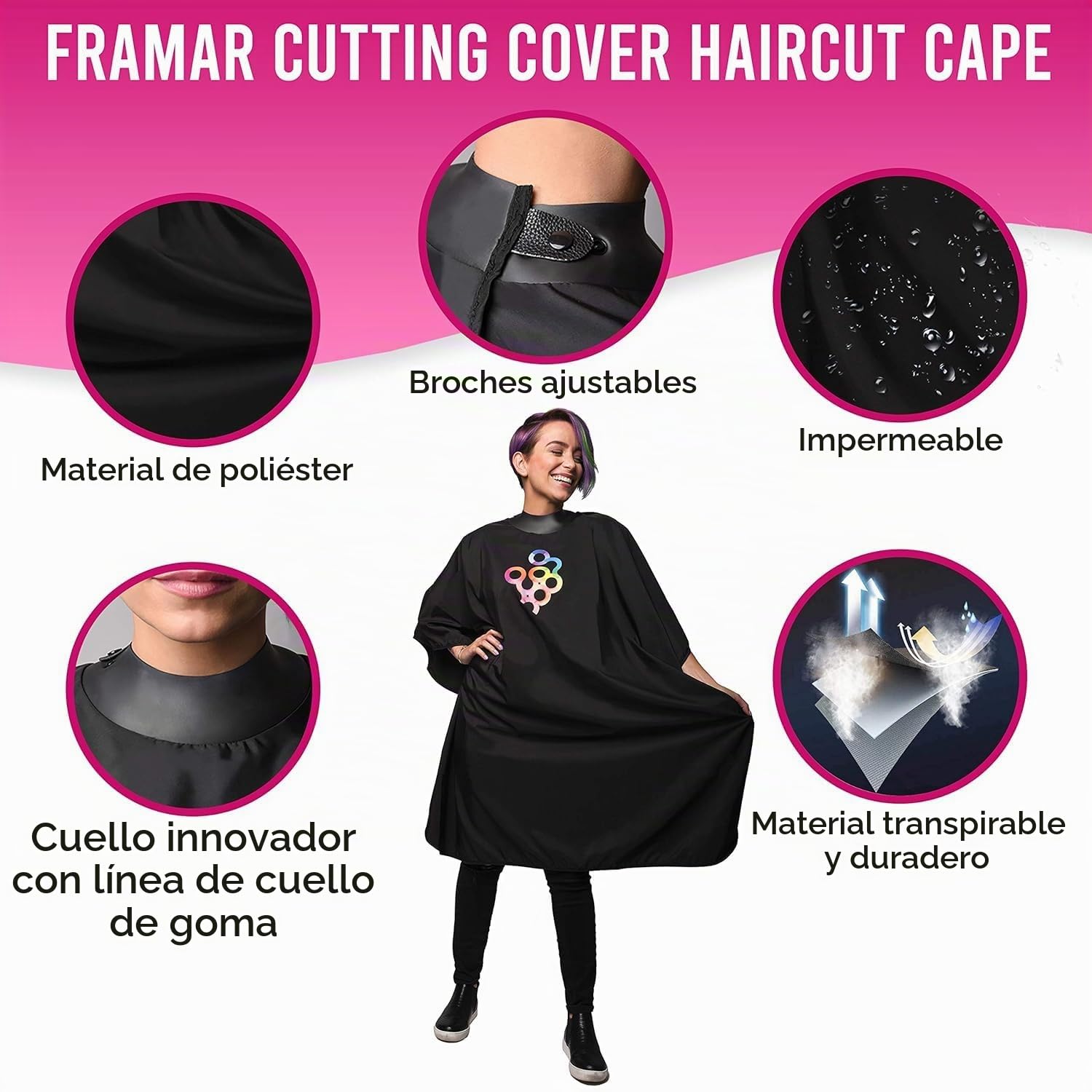 CAPA PARA CORTE DE CABELLO FRAMAR PROFESSIONAL 57' X 45' - 2