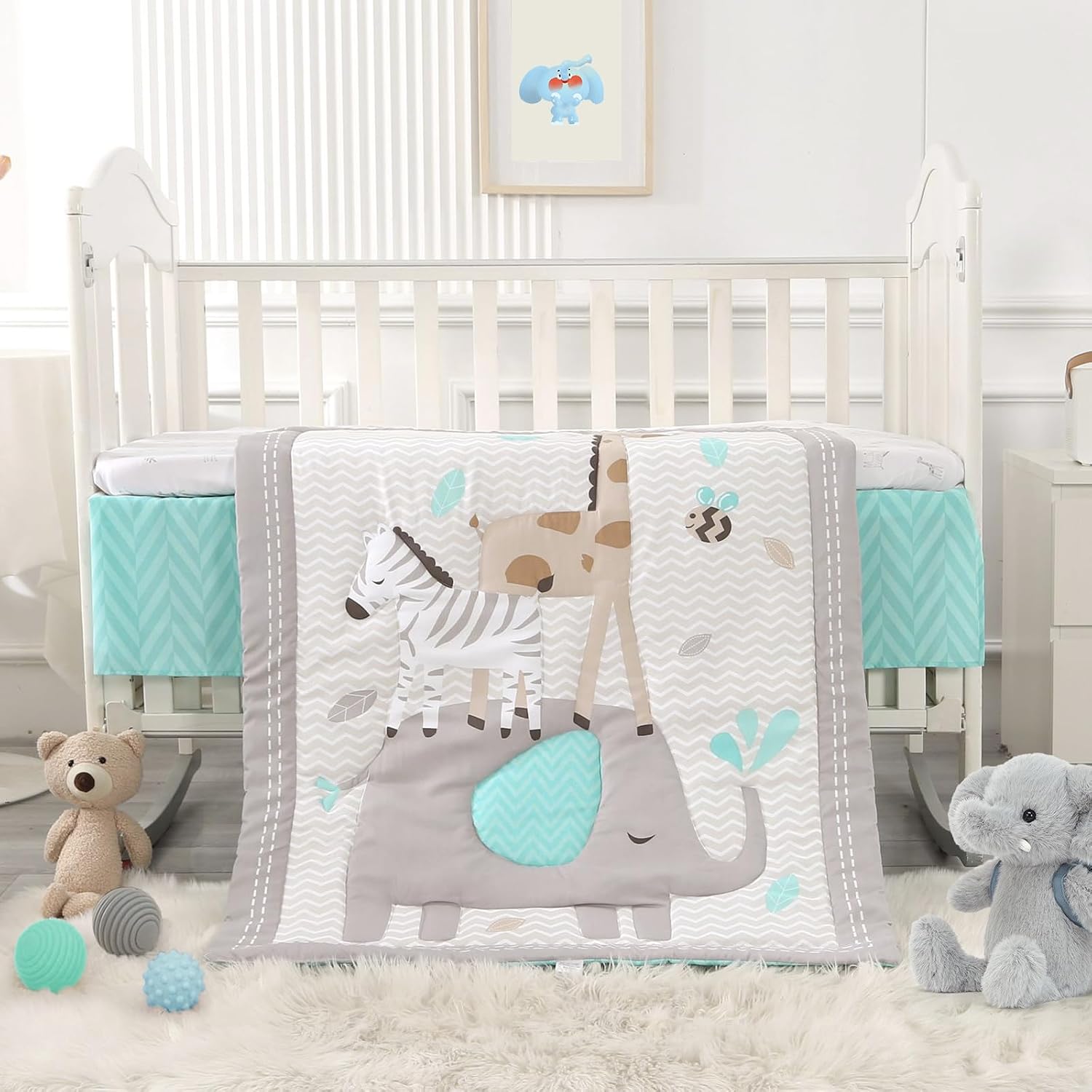 SET DE CAMA PARA CUNA WOWELIFE ELEPHANT GRIS 3 PIEZAS - 2