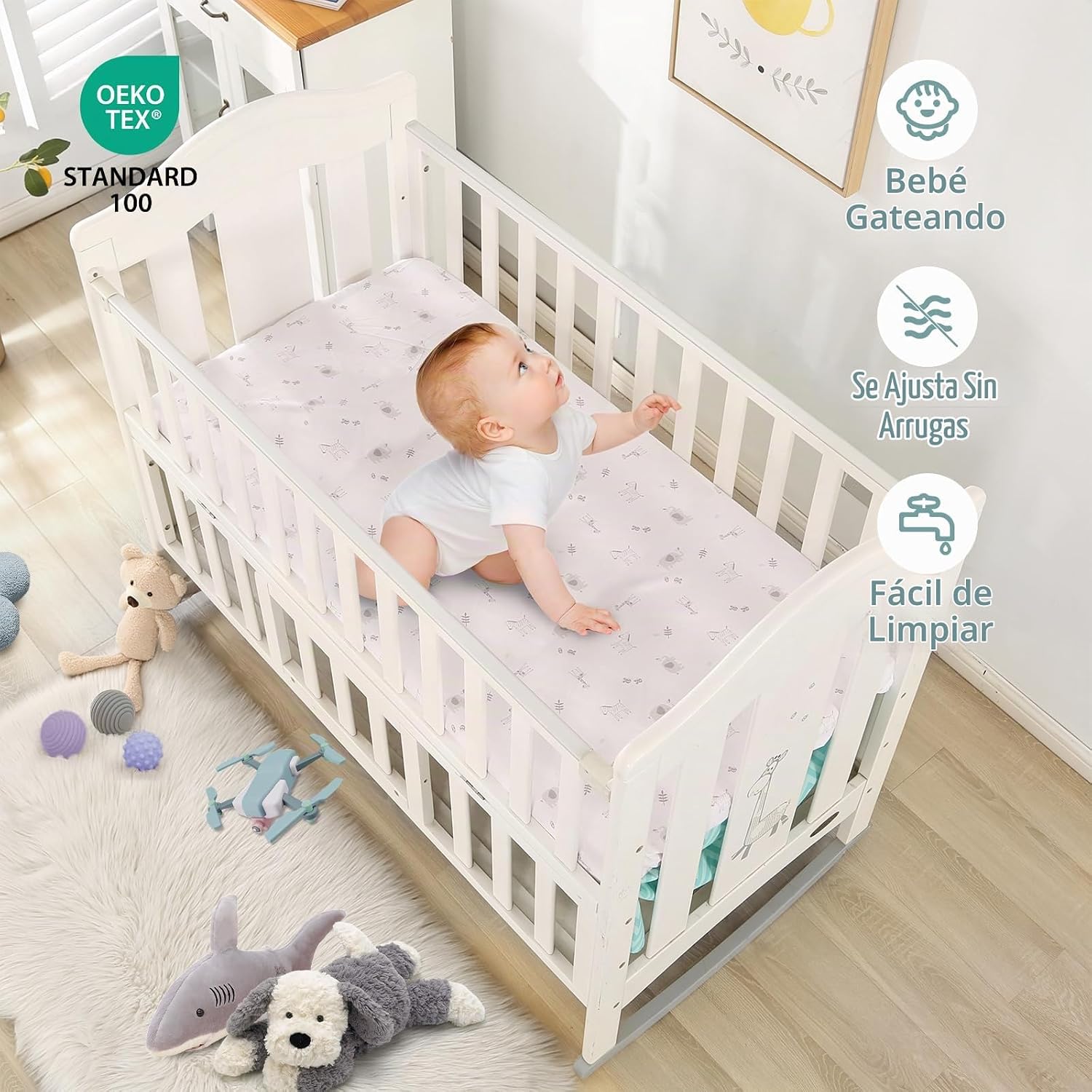 SET DE CAMA PARA CUNA WOWELIFE ELEPHANT GRIS 3 PIEZAS - 5