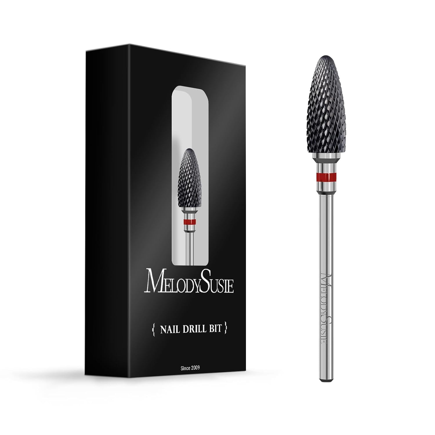 BROCA DE CERÁMICA PARA TORNO DE UÑAS MELODYSUSIE FLAME 3/32'' GRANO FINO NEGRO - 1
