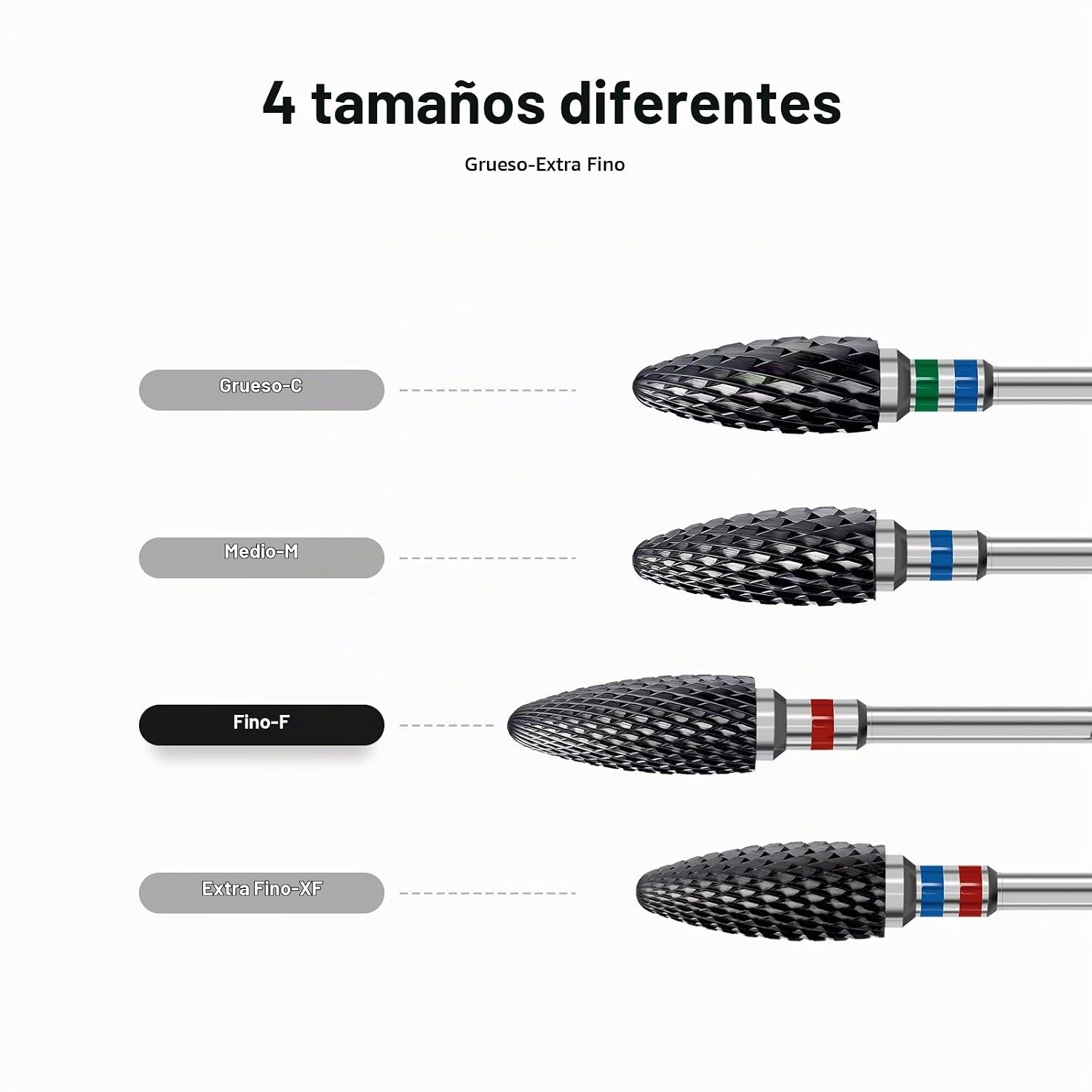 BROCA DE CERÁMICA PARA TORNO DE UÑAS MELODYSUSIE FLAME 3/32'' GRANO FINO NEGRO - 3