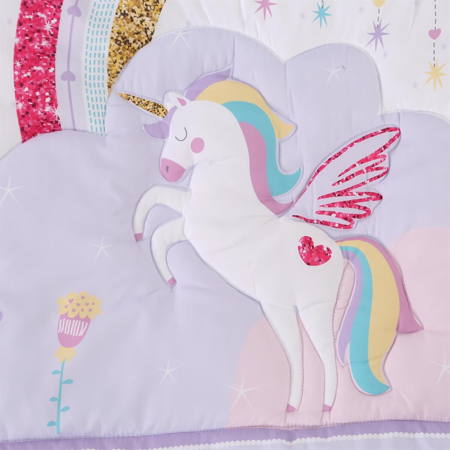 SET DE CAMA MINI CUNA 3 PIEZAS WOWELIFE UNICORNIO PÚRPURA - 4