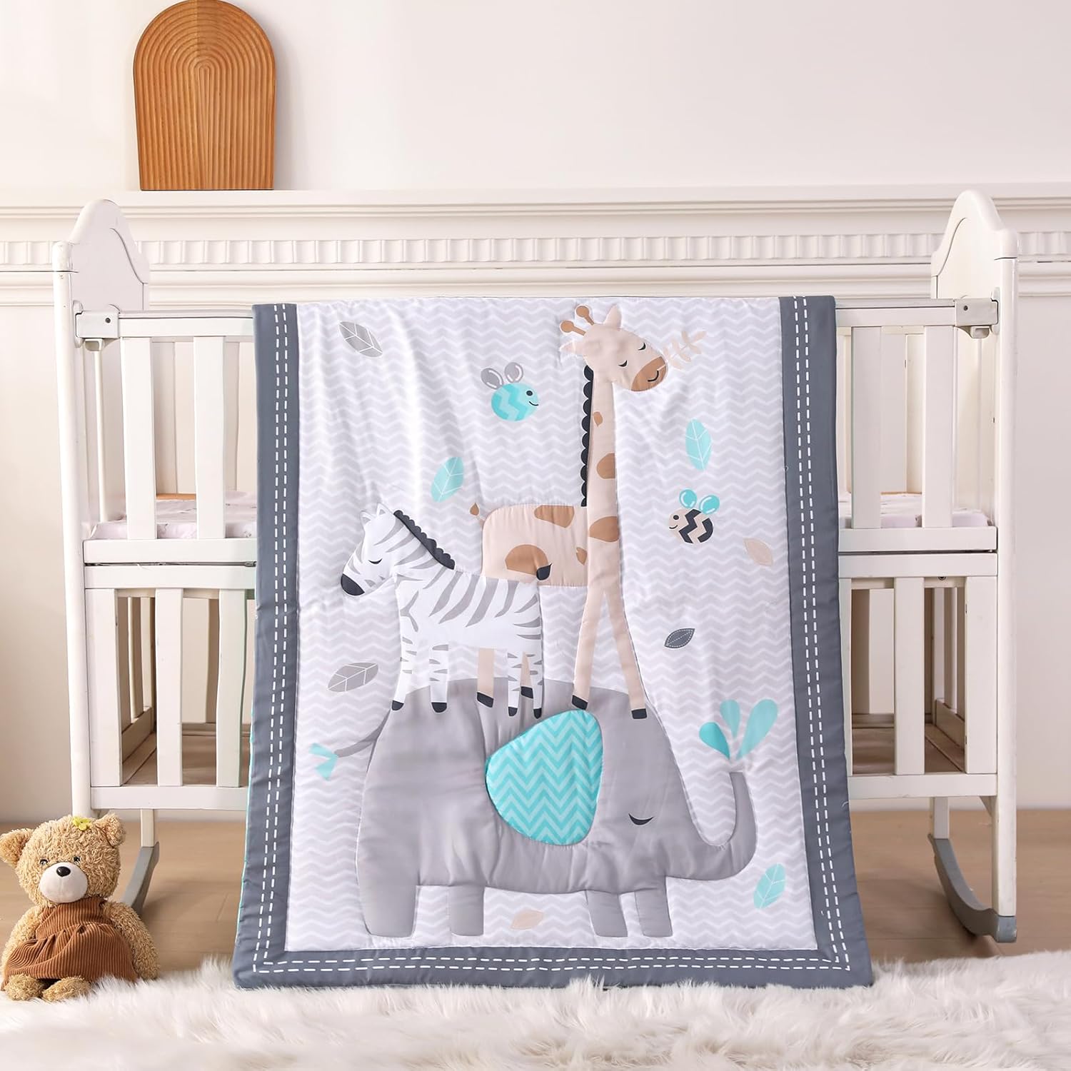 SET DE CAMA PARA MINI CUNA 3 PIEZAS WOWELIFE ELEFANTE GRIS - 1