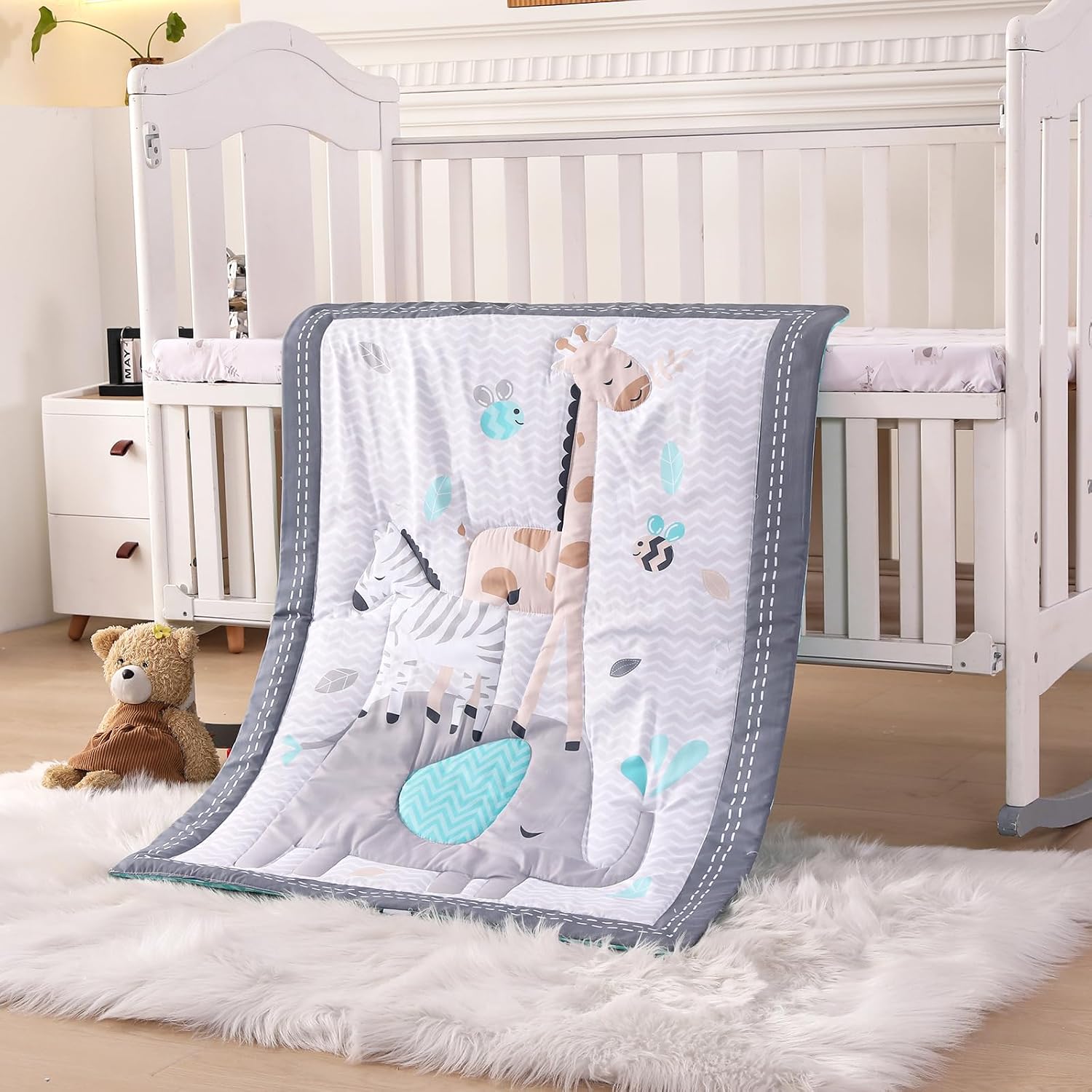 SET DE CAMA PARA MINI CUNA 3 PIEZAS WOWELIFE ELEFANTE GRIS - 2