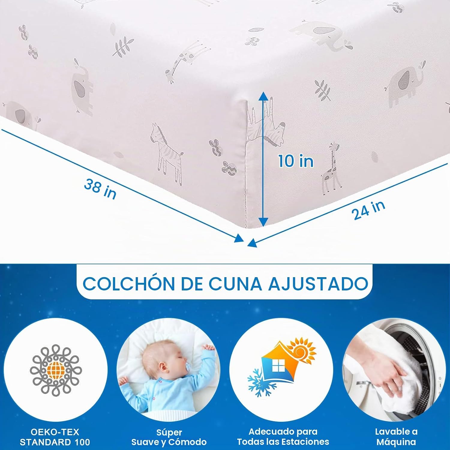 SET DE CAMA PARA MINI CUNA 3 PIEZAS WOWELIFE ELEFANTE GRIS - 5
