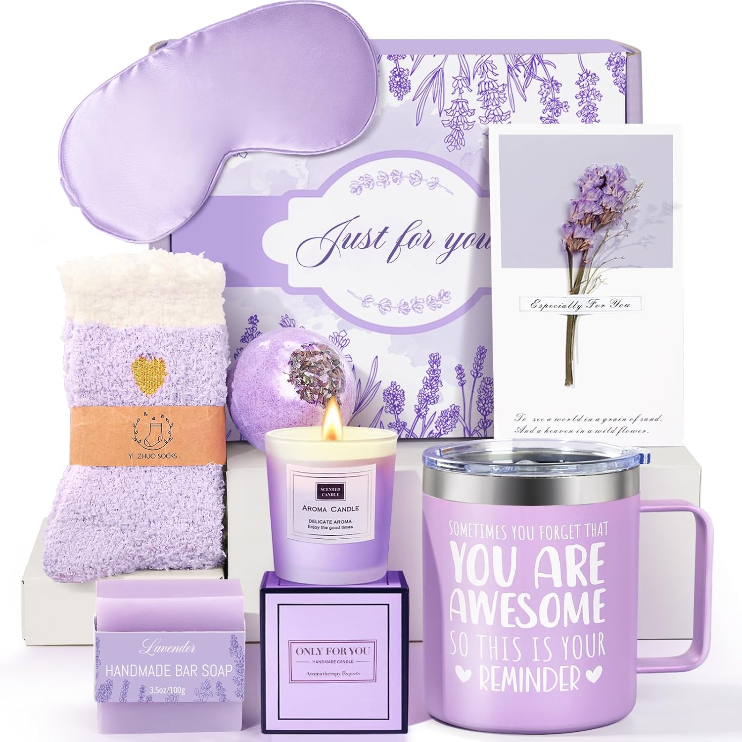 SET DE SPA GIFTPEAK LAVANDA CON VASO TĂRMICO, VELA, JABĂN Y ACCESORIOS - 1