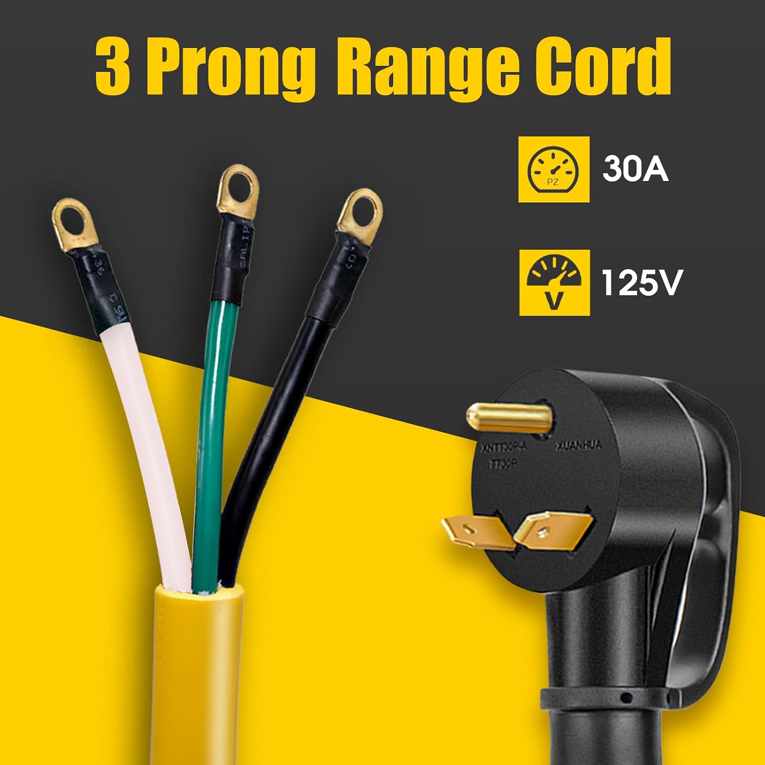 CABLE DE EXTENSIÓN NEMA TT-30P 30 AMP 125V LAZMUMI 6 PIES CON TERMINALES DE ANILLO - 2