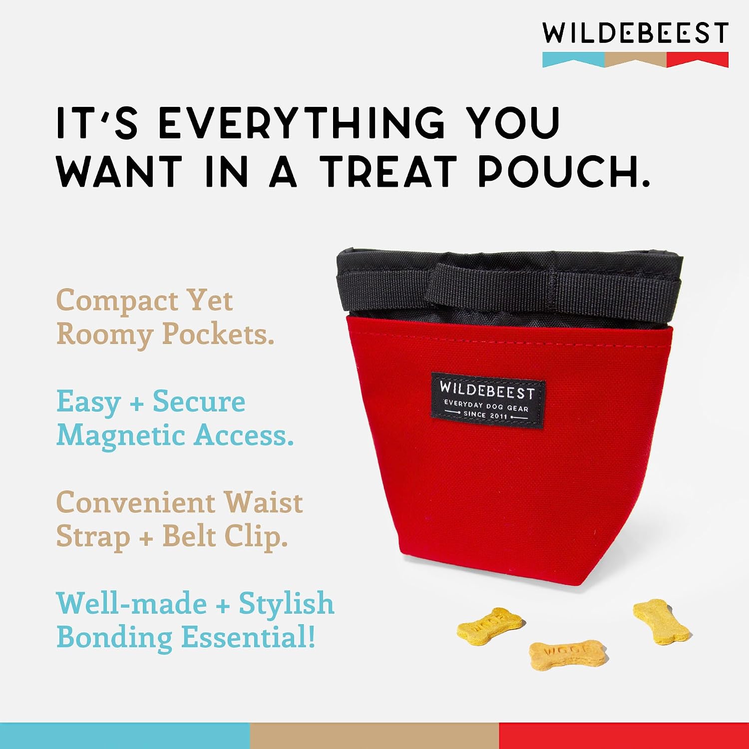 BOLSA DE PREMIOS PARA PERROS WILDEBEEST ALAMO CON CIERRE MAGNÉTICO Y 2 COMPARTIMENTOS - 2
