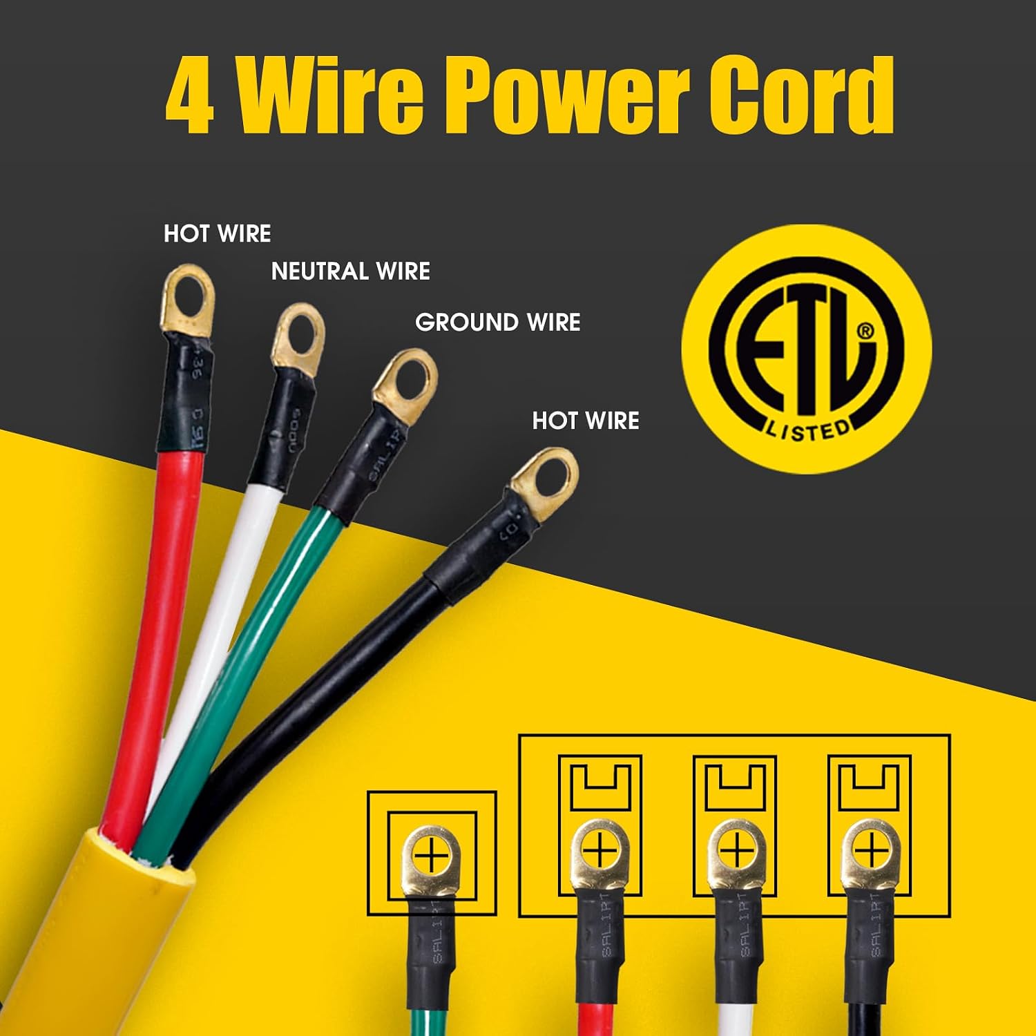CABLE DE EXTENSIÓN NEMA 14-50P 50 AMP 125V/250V 3 PIES PARA RANGO RV CARGADOR EV - 3