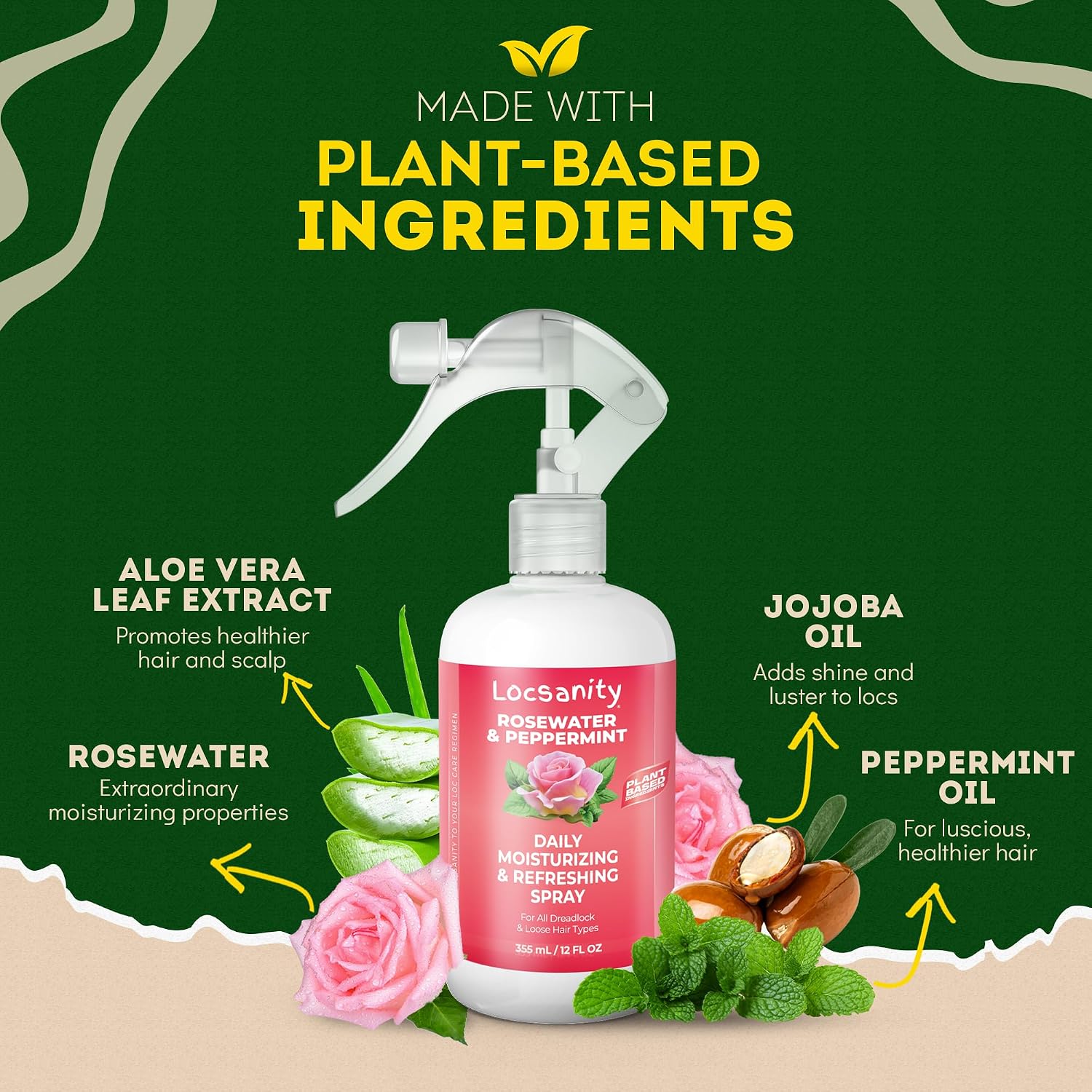 SPRAY HIDRATANTE LOCSANITY AGUA DE ROSAS Y MENTA PARA LOCS 12 FL OZ - 2