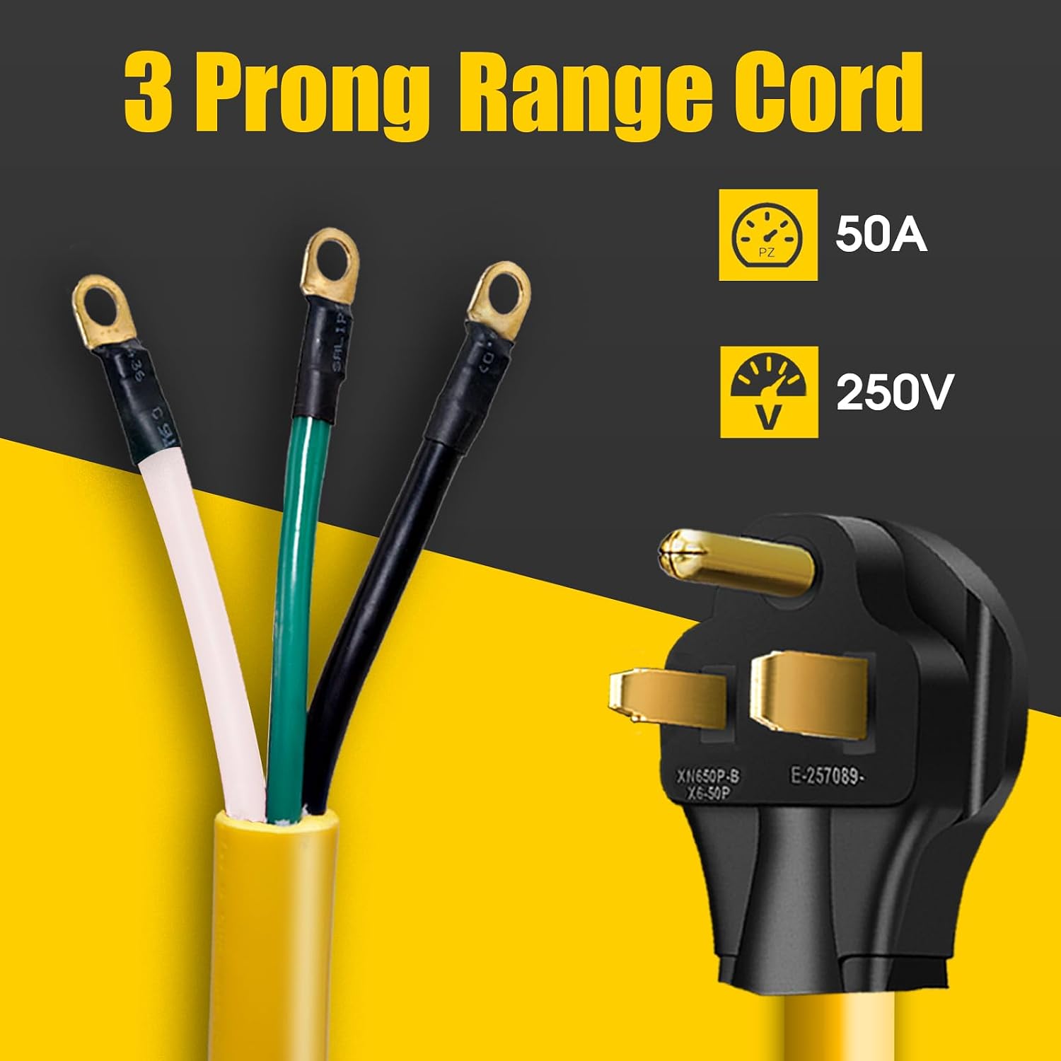 CABLE DE EXTENSIÓN NEMA 6-50P 50 AMP 250V 3 PUNTAS PARA SOLDADORA LAZMUMI 3 PIES - 2