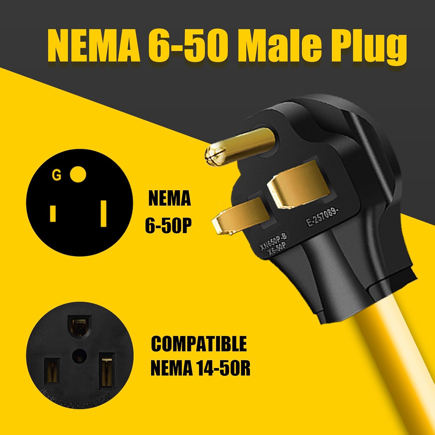 CABLE DE EXTENSIÓN NEMA 6-50P 50 AMP 250V 3 PUNTAS PARA SOLDADORA LAZMUMI 3 PIES - 4