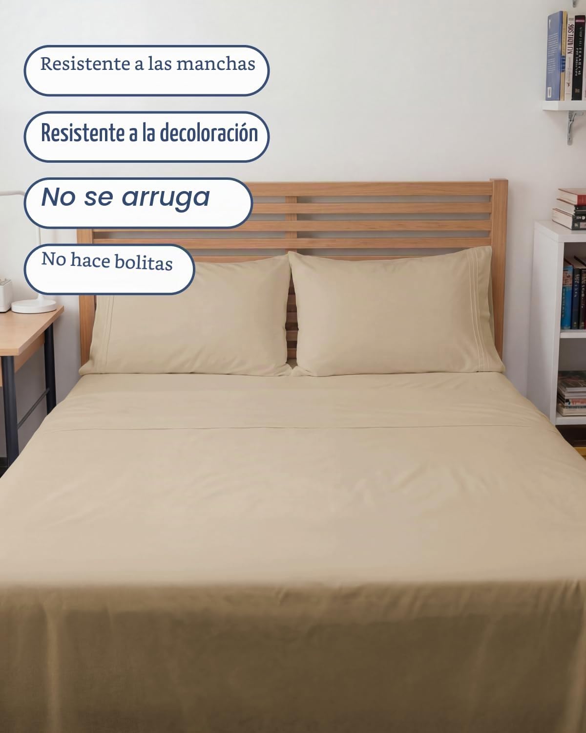 JUEGO DE SÁBANAS FULL XL 4 PIEZAS CGK UNLIMITED COLOR CREMA - 5