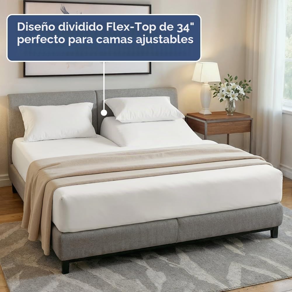 JUEGO DE SÁBANAS SPLIT KING CGK UNLIMITED BLANCO ANTIGUO 4 PIEZAS - 4
