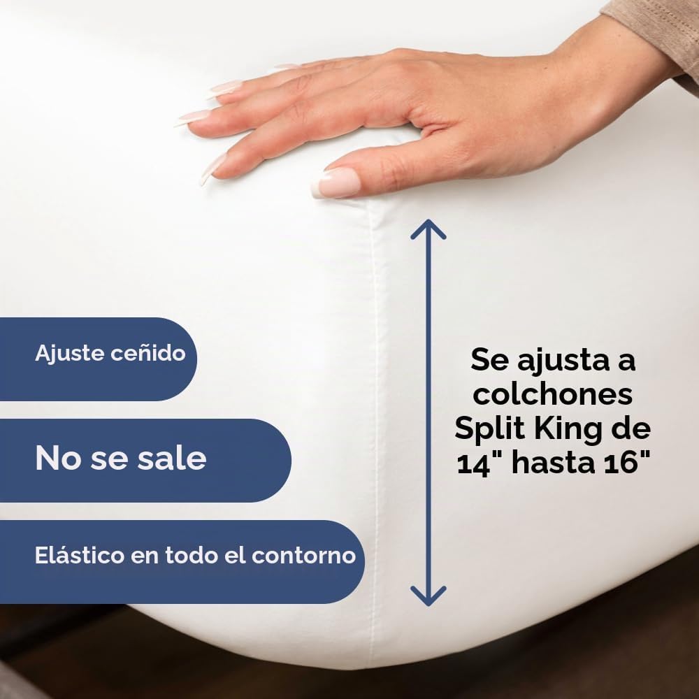JUEGO DE SÁBANAS SPLIT KING CGK UNLIMITED BLANCO ANTIGUO 4 PIEZAS - 5