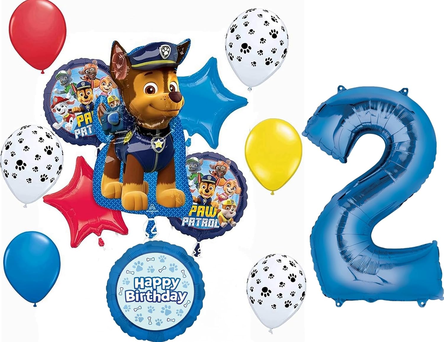 SET DE GLOBOS PAW PATROL 2DO CUMPLEAÑOS 13 PIEZAS ANAGRAM - 1