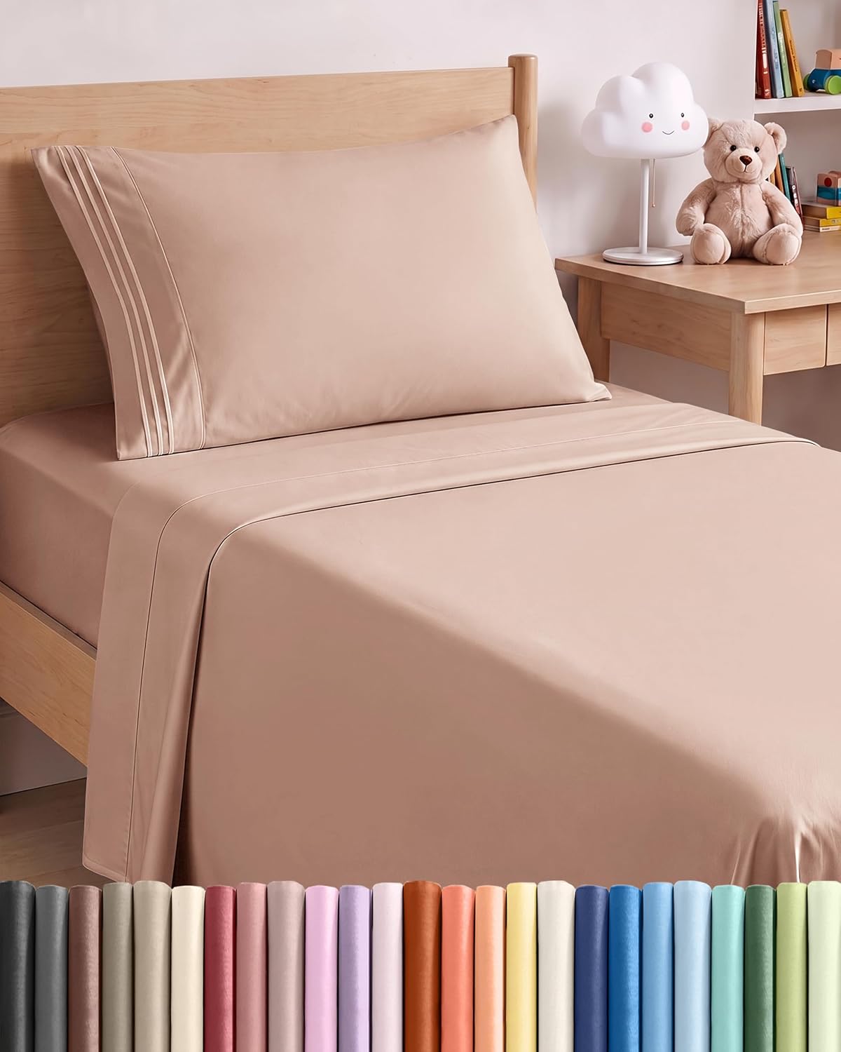 JUEGO DE SÁBANAS TWIN SIZE 3 PIEZAS MICROFIBRA MALVA - 1