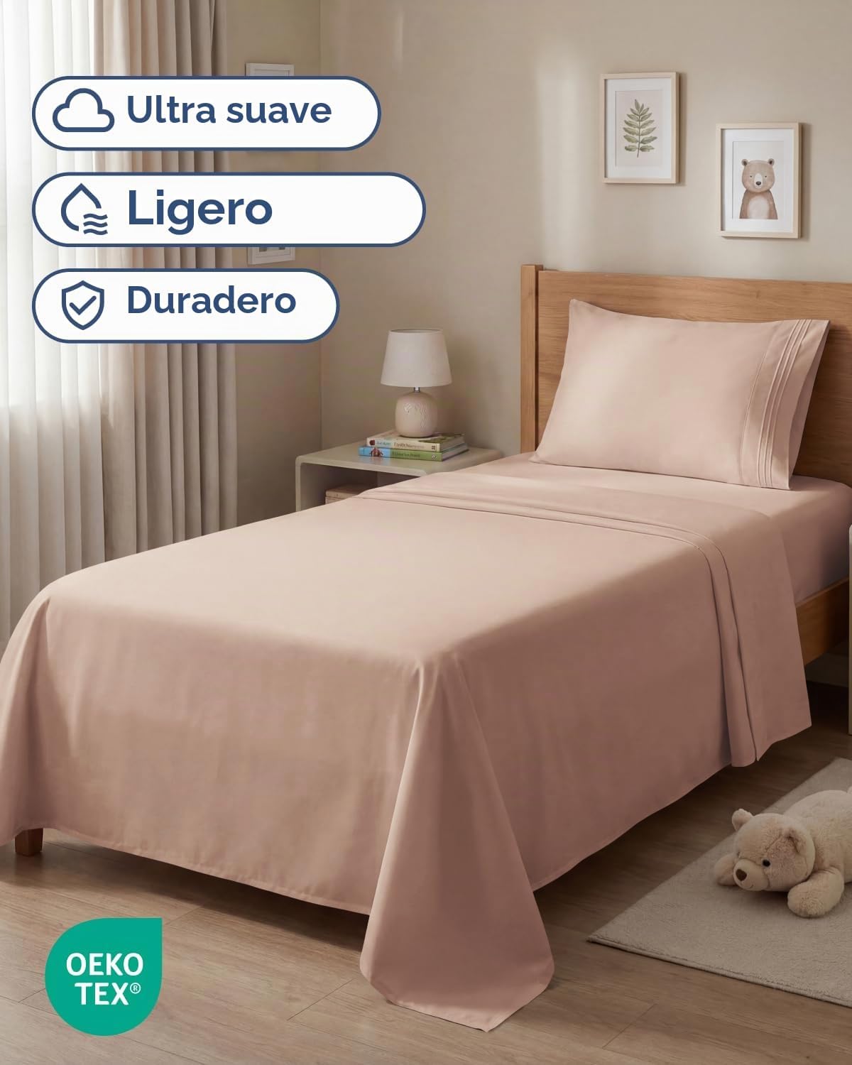JUEGO DE SÁBANAS TWIN SIZE 3 PIEZAS MICROFIBRA MALVA - 2