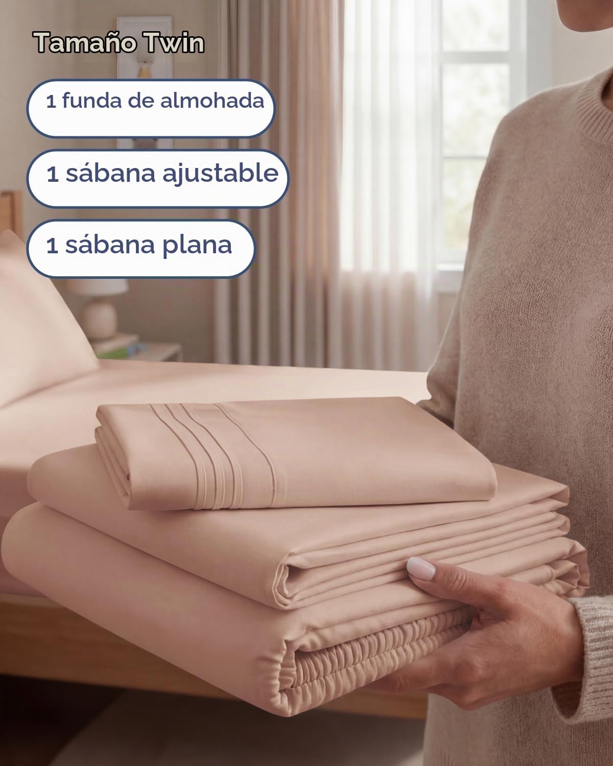 JUEGO DE SÁBANAS TWIN SIZE 3 PIEZAS MICROFIBRA MALVA - 3
