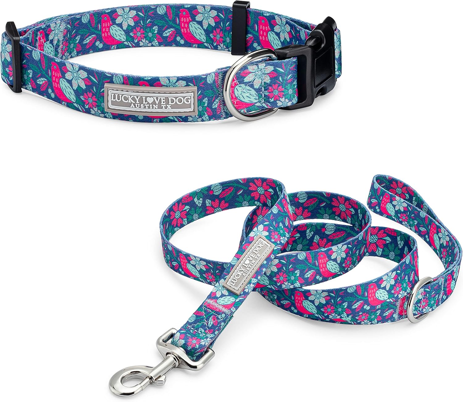 JUEGO DE COLLAR Y CORREA LUCKY LOVE DOG CARRIEBELLE PARA PERROS MEDIANOS - 1