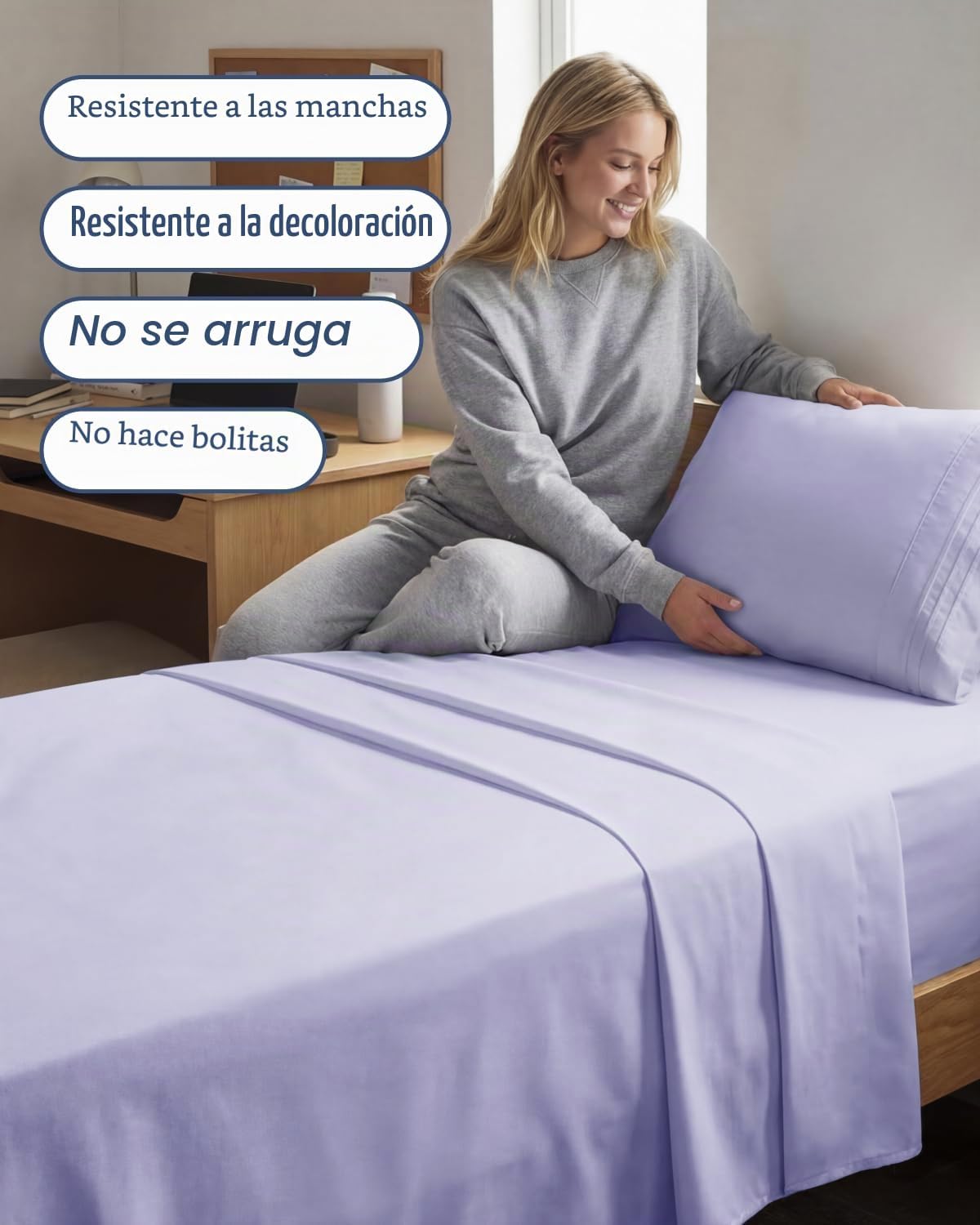 JUEGO DE SÁBANAS TWIN XL 3 PIEZAS CGK UNLIMITED MICROFIBRA LAVANDA - 5