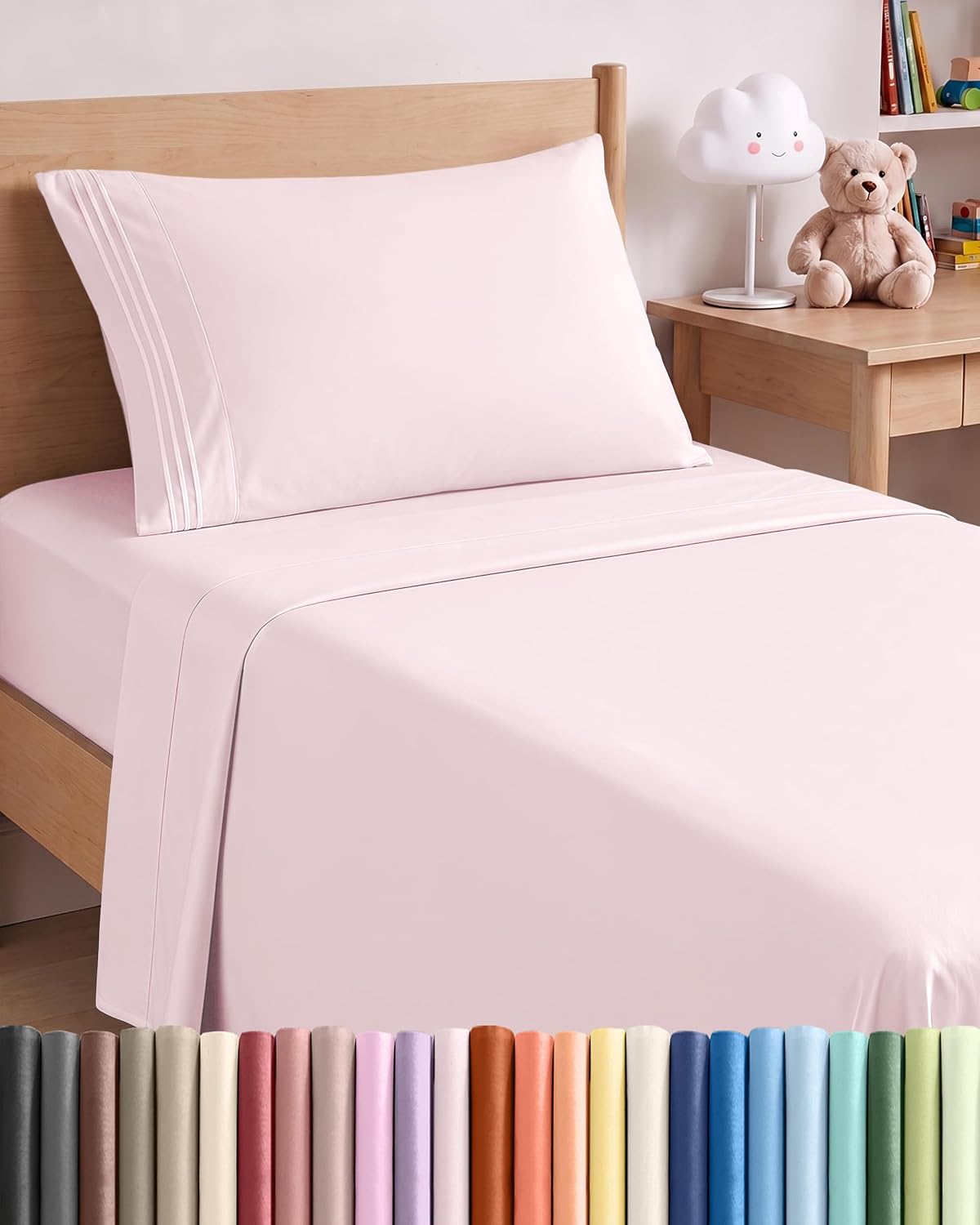 JUEGO DE SÁBANAS TWIN SIZE 3 PIEZAS MICROFIBRA LAVANDA ROSA - 1