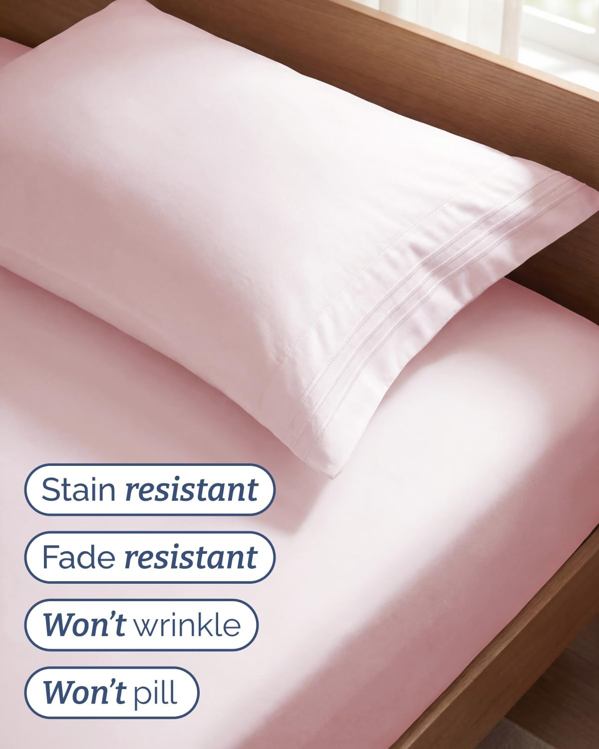 JUEGO DE SÁBANAS TWIN SIZE 3 PIEZAS MICROFIBRA LAVANDA ROSA - 5