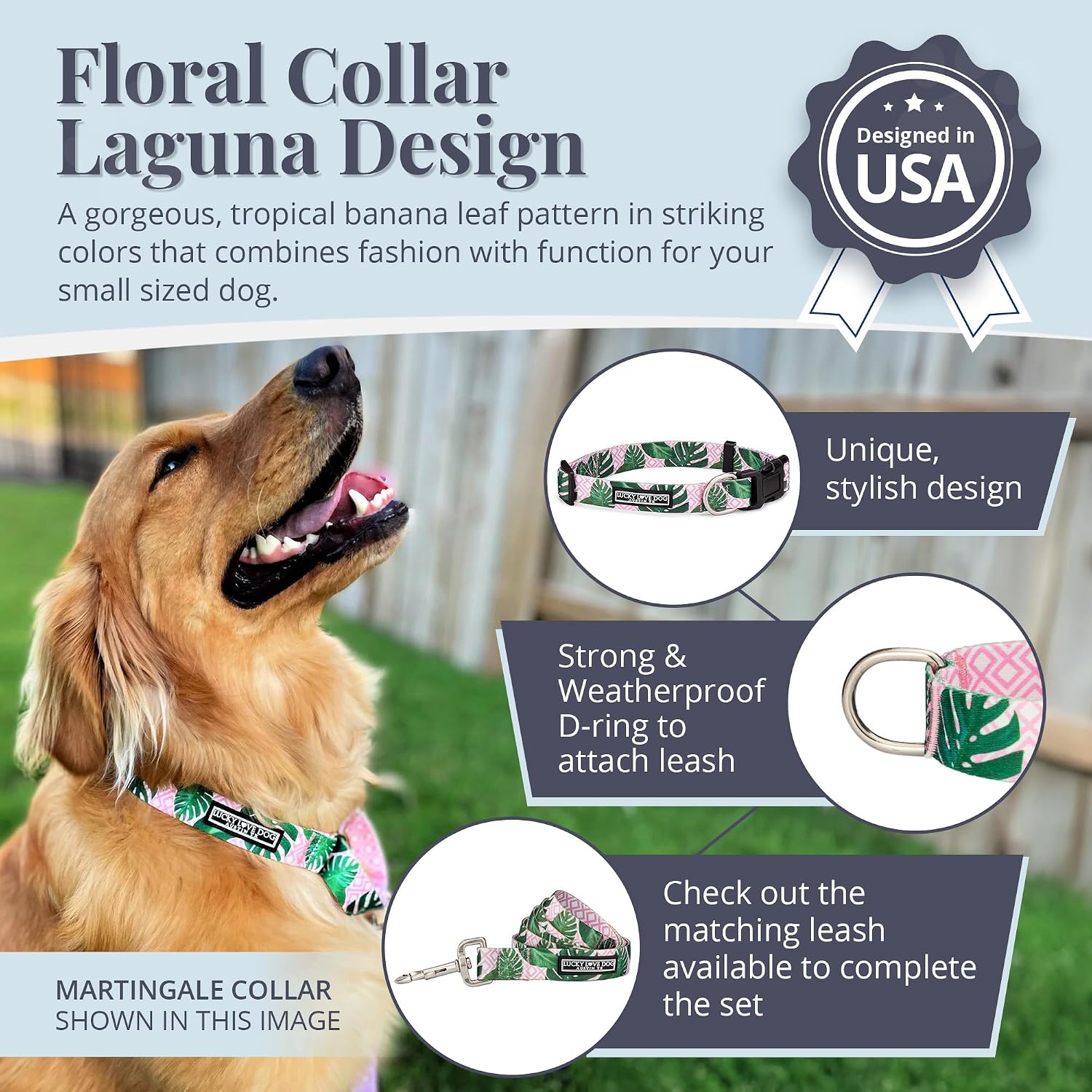 COLLAR AJUSTABLE LUCKY LOVE DOG PARA PERROS PEQUEÑOS LAGUNA TALLA S - 2