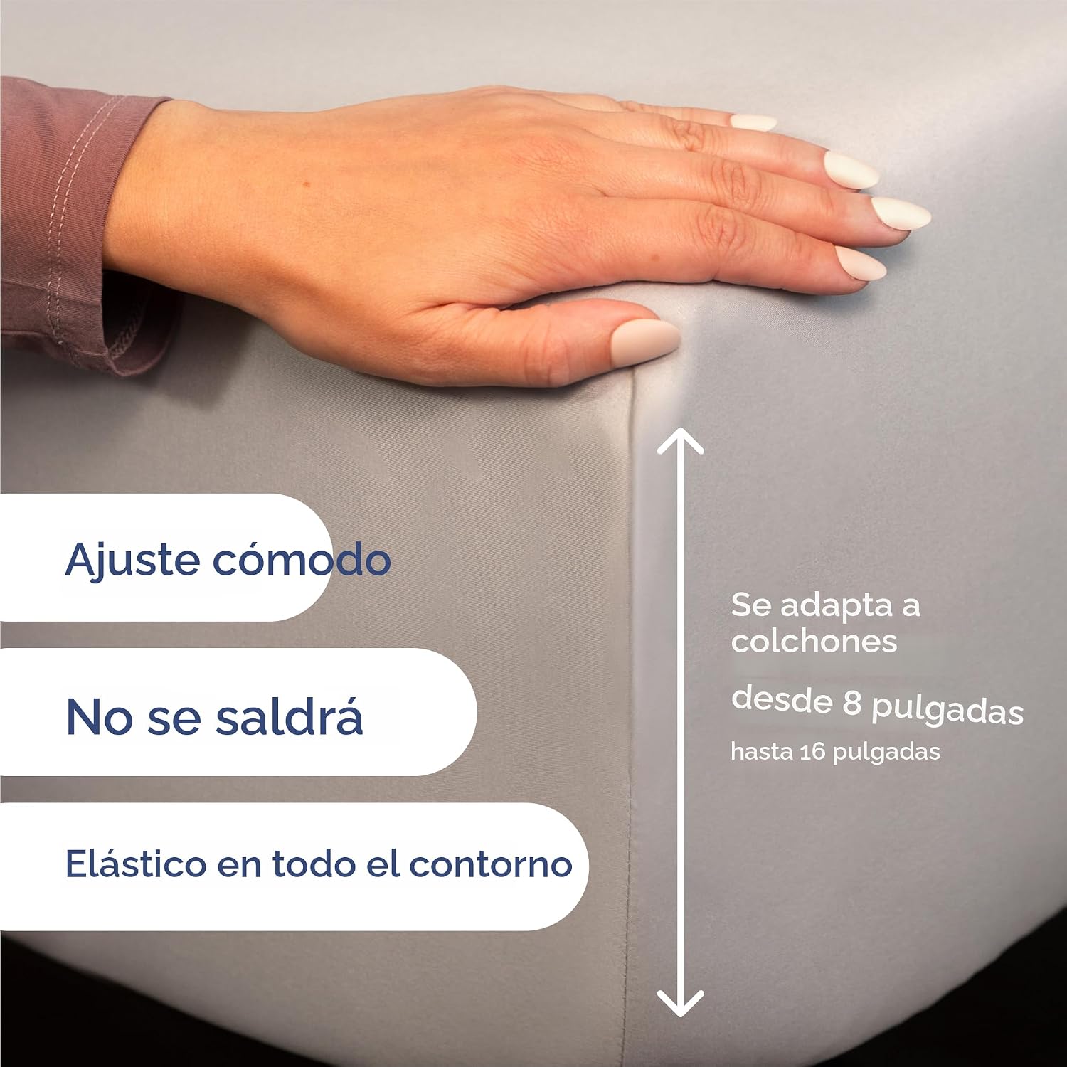 JUEGO DE SÁBANAS QUEEN SIZE 4 PIEZAS MICROFIBRA GRIS CLARO - 3