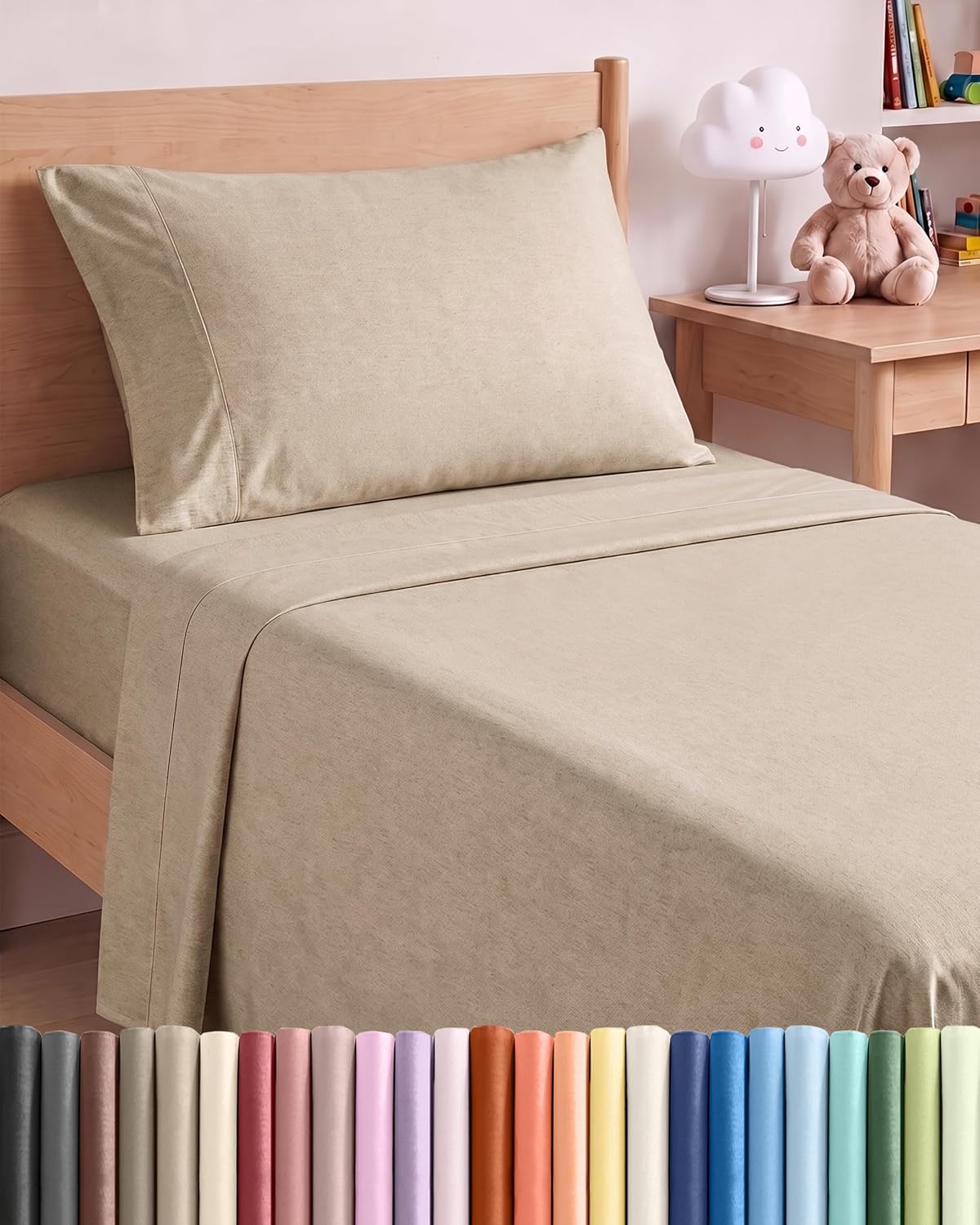 JUEGO DE SÁBANAS TWIN XL 3 PIEZAS MICROFIBRA BEIGE CGK UNLIMITED - 1