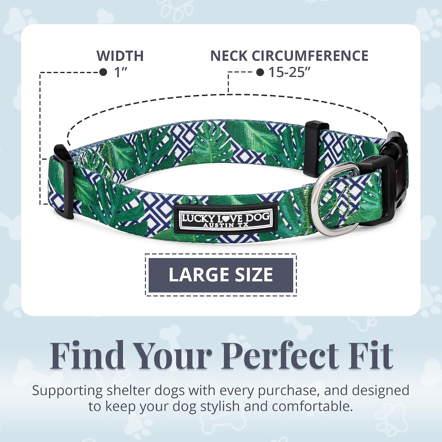 COLLAR AJUSTABLE LUCKY LOVE DOG PARA PERROS GRANDES AZUL LAGUNA - 4