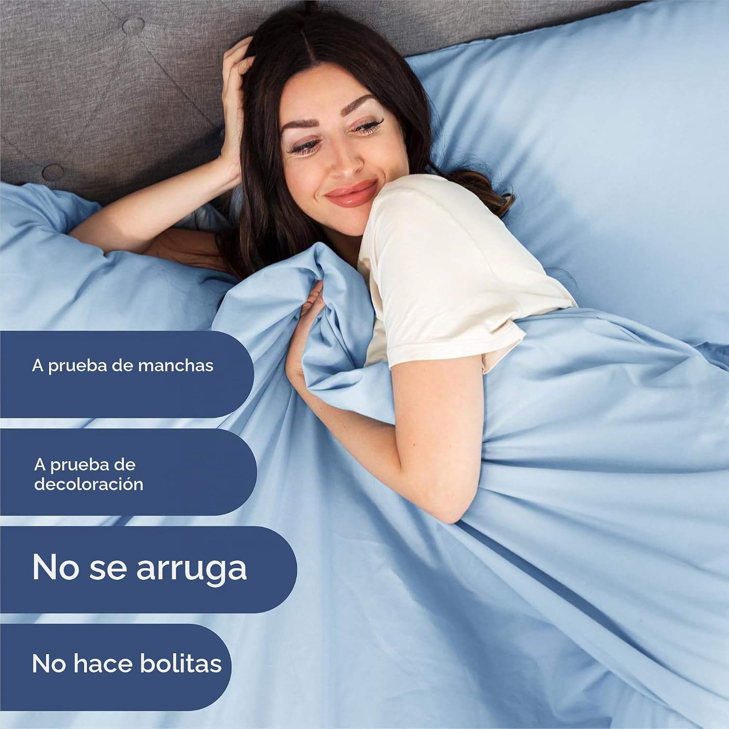 JUEGO DE SÁBANAS SPLIT KING 5 PIEZAS MICROFIBRA AZUL CLARO - 5