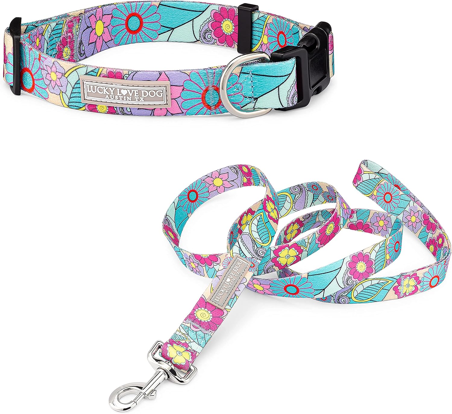 JUEGO DE COLLAR Y CORREA LUCKY LOVE DOG CAROLINE TALLA XS - 1