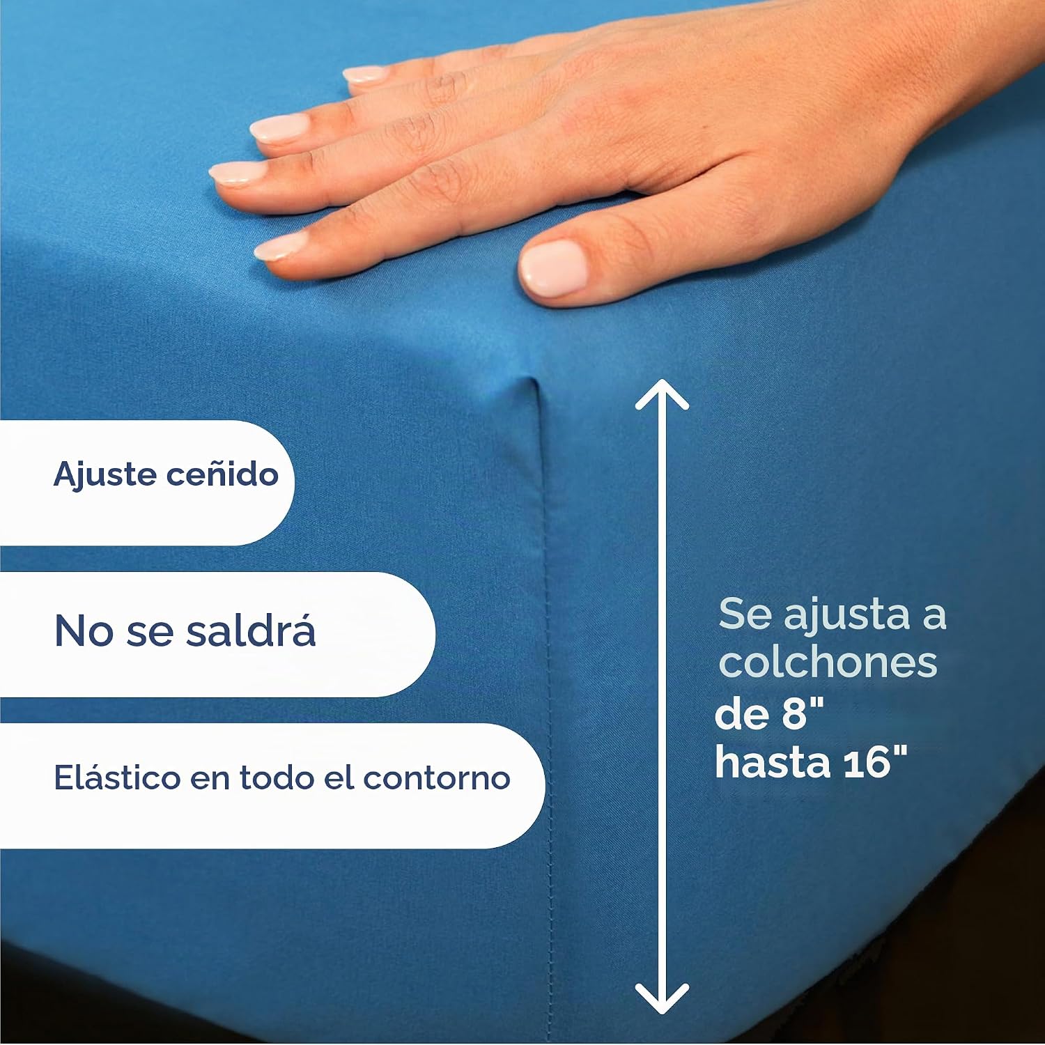 JUEGO DE SÁBANAS CAL KING 4 PIEZAS MICROFIBRA AZUL DENIM - 3