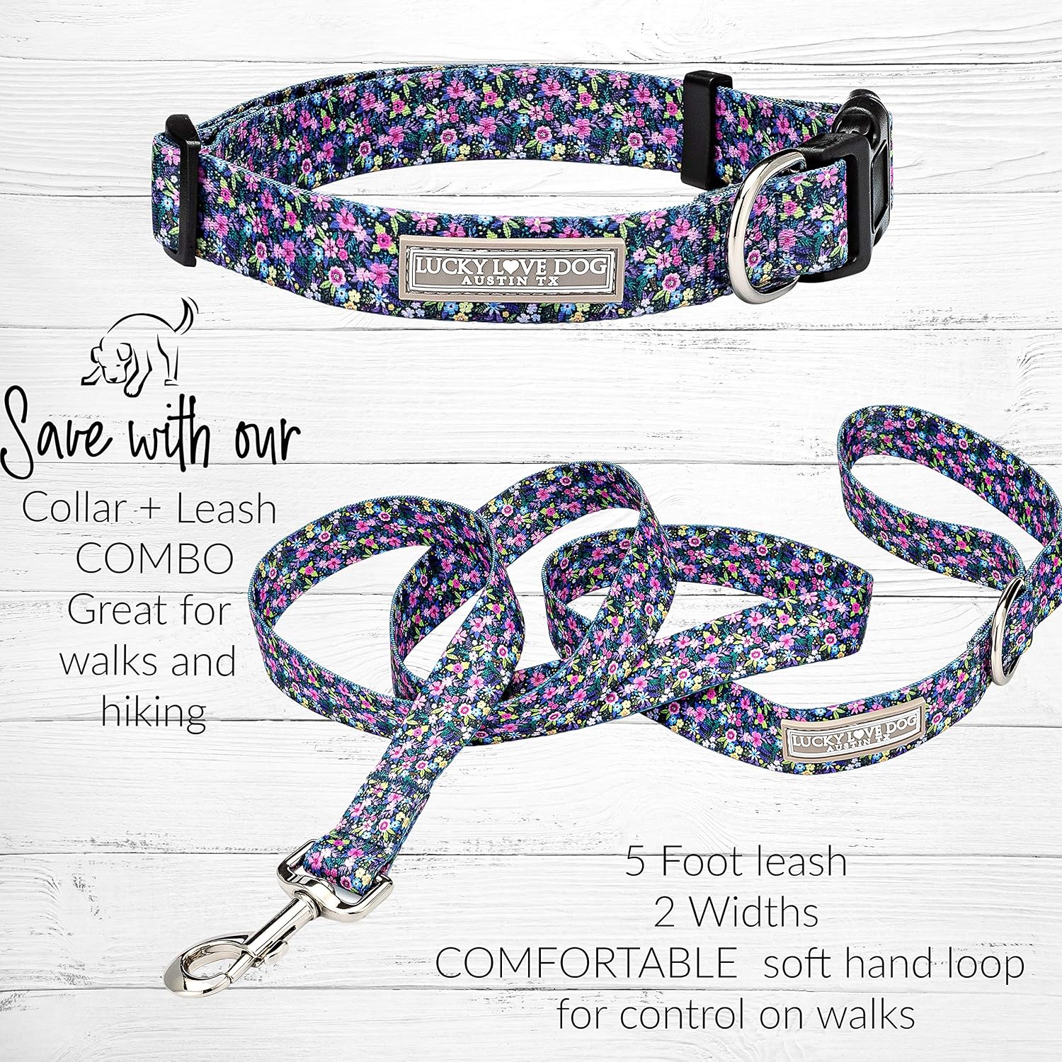 COLLAR Y CORREA LUCKY LOVE DOG PRIMROSE PARA PERROS GRANDES - 2
