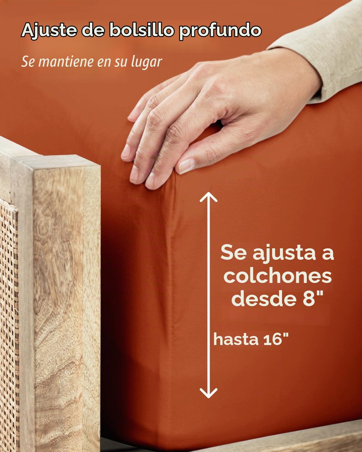 JUEGO DE SÁBANAS TWIN SIZE 3 PIEZAS MICROFIBRA TERRACOTA - 4