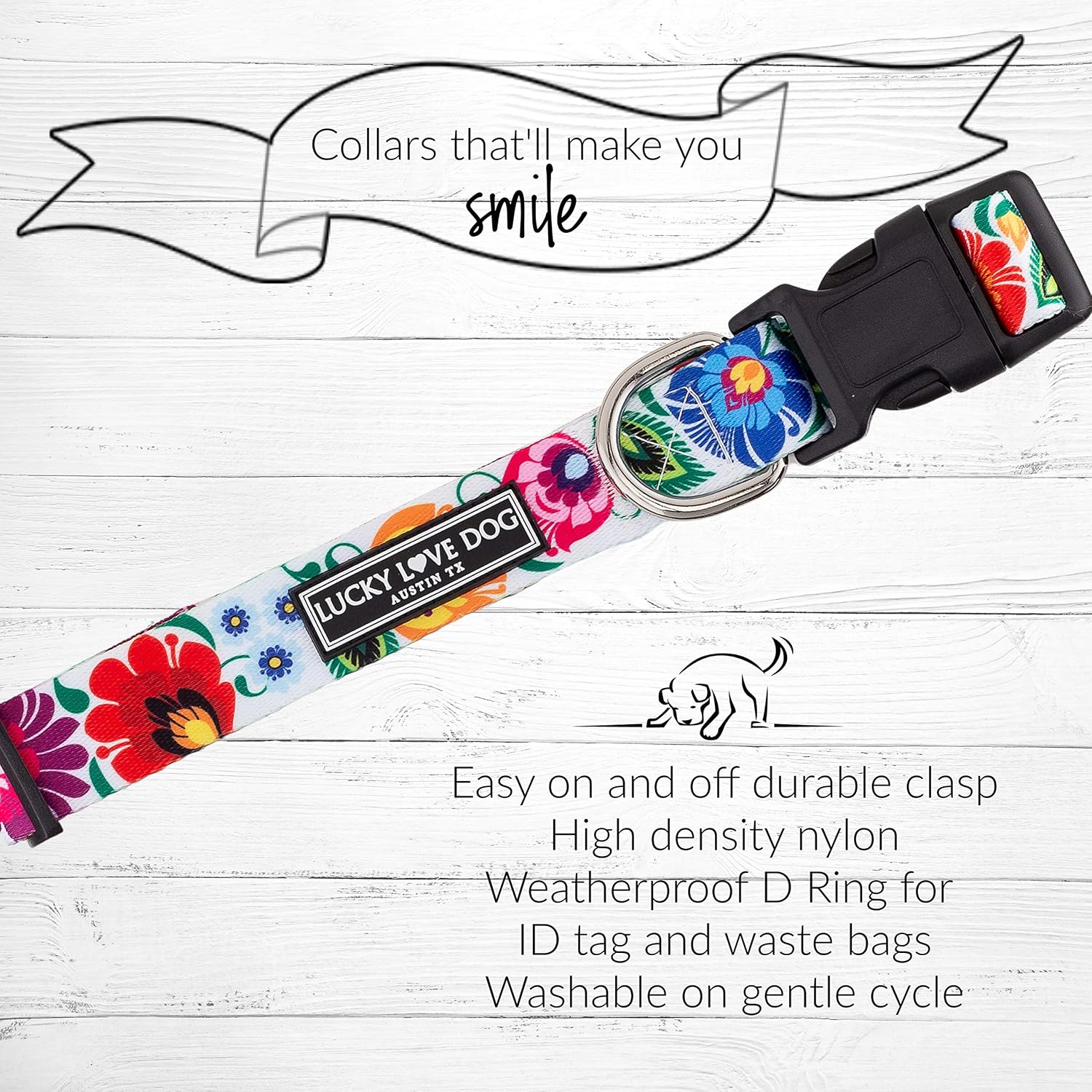 COLLAR LUCKY LOVE DOG AJUSTABLE SUAVE PARA PERROS PEQUEÑOS MARIQUITA - 2