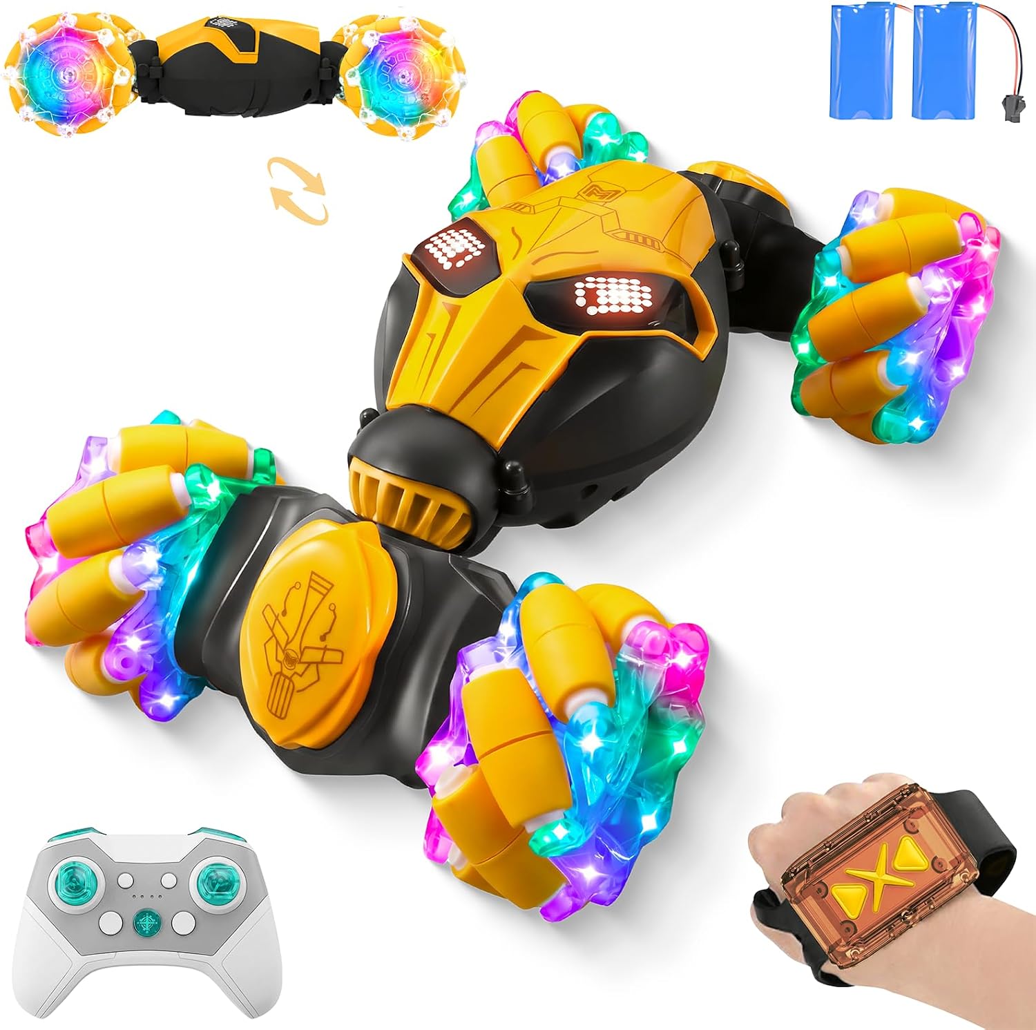 AUTO DE JUGUETE UUCOCO RC GESTURE SENSING STUNT CAR AMARILLO 4WD - 1