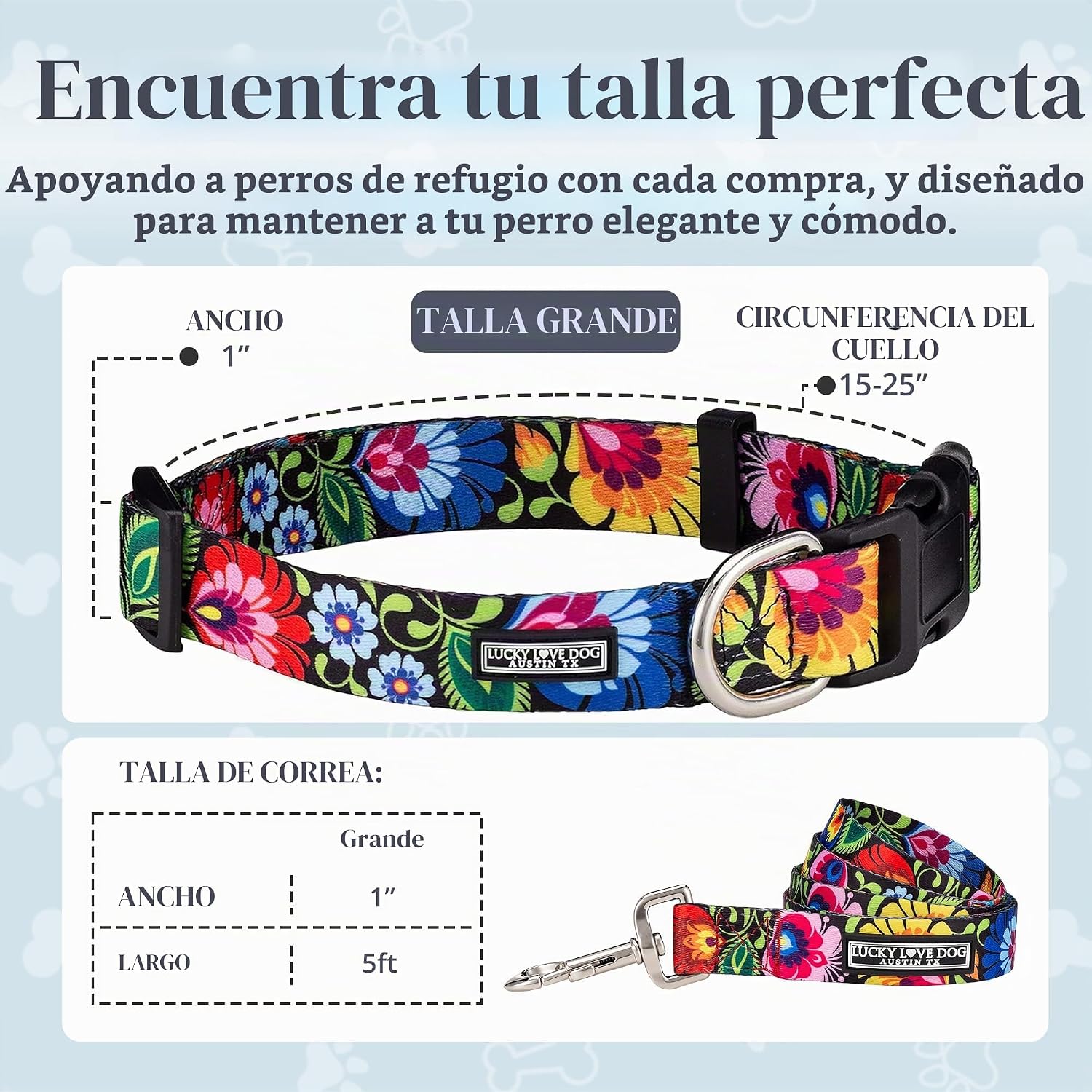 COLLAR Y CORREA LUCKY LOVE DOG BLACKBIRD PARA PERROS GRANDES - 4