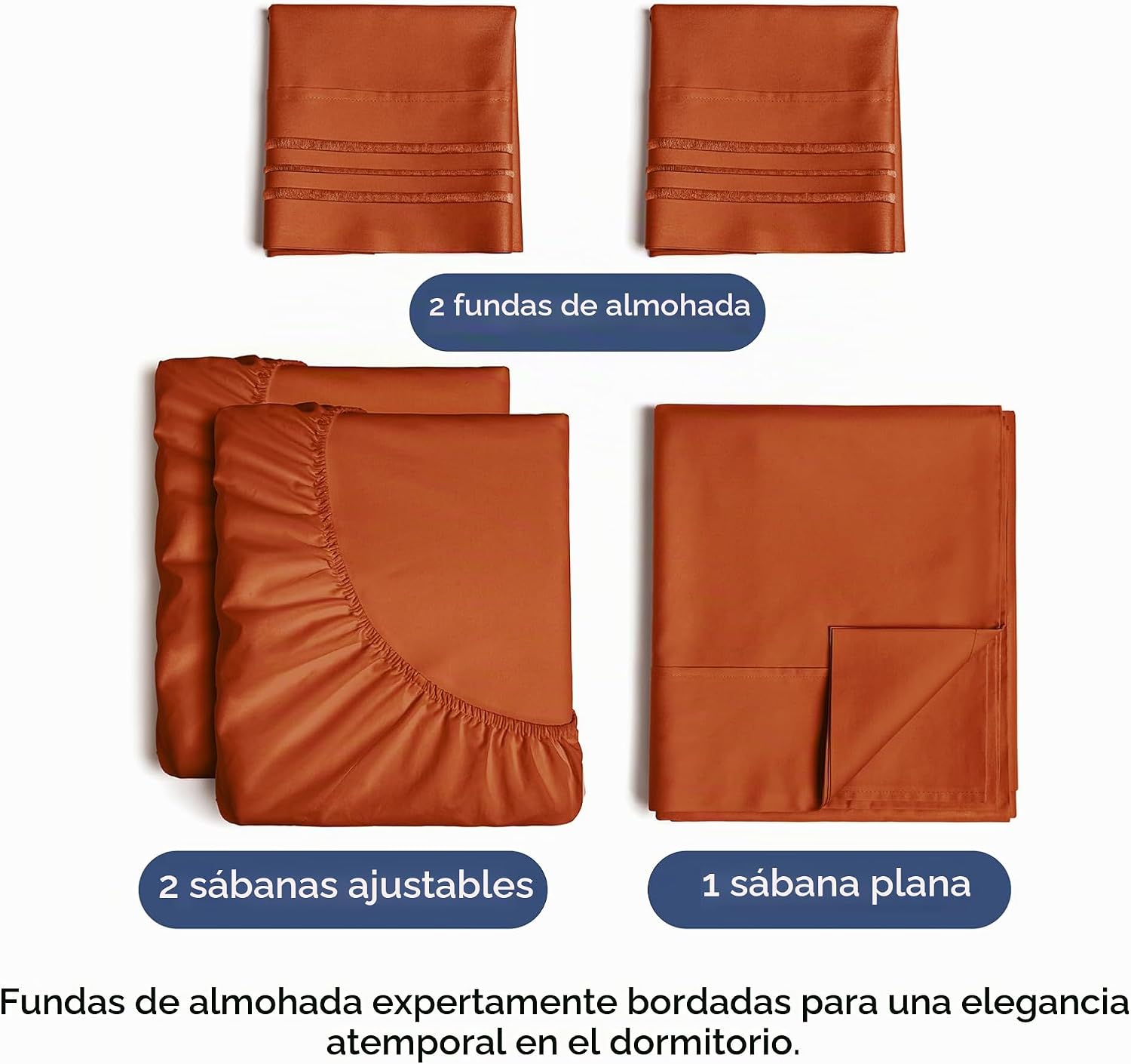 JUEGO DE SÁBANAS SPLIT KING 5 PIEZAS CGK UNLIMITED TERRACOTA - 2