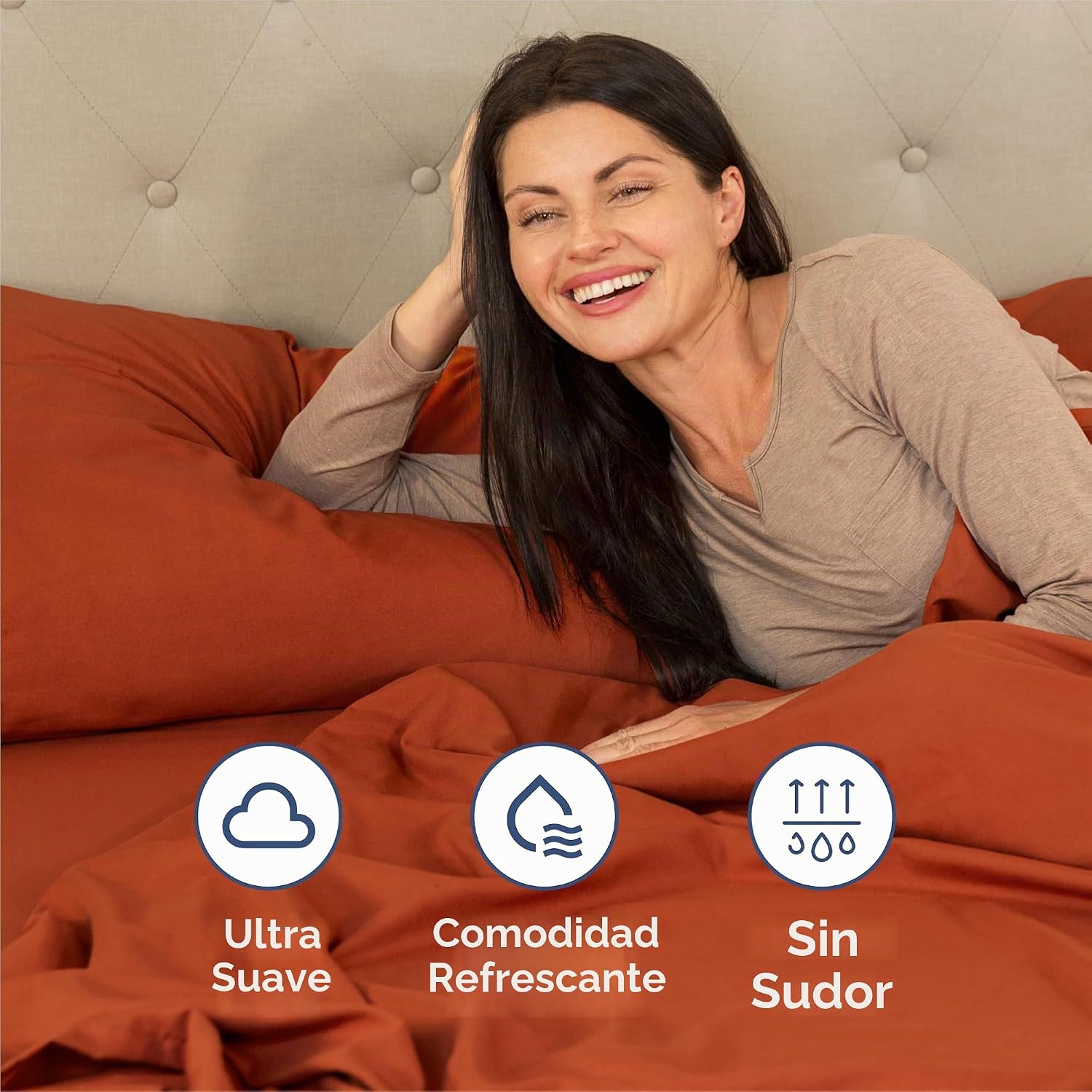 JUEGO DE SÁBANAS SPLIT KING 5 PIEZAS CGK UNLIMITED TERRACOTA - 4