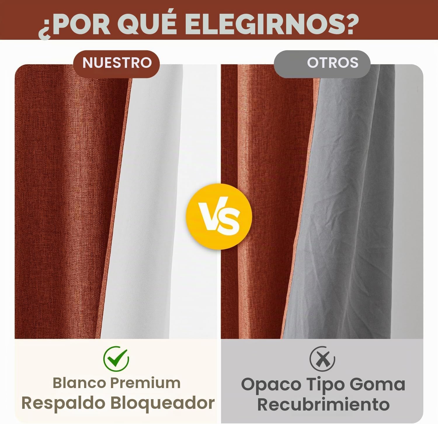 CORTINA DE TELA MIULEE FALL 100% BLACKOUT LINEN 40 X 96 PULGADAS TERRACOTA - 4